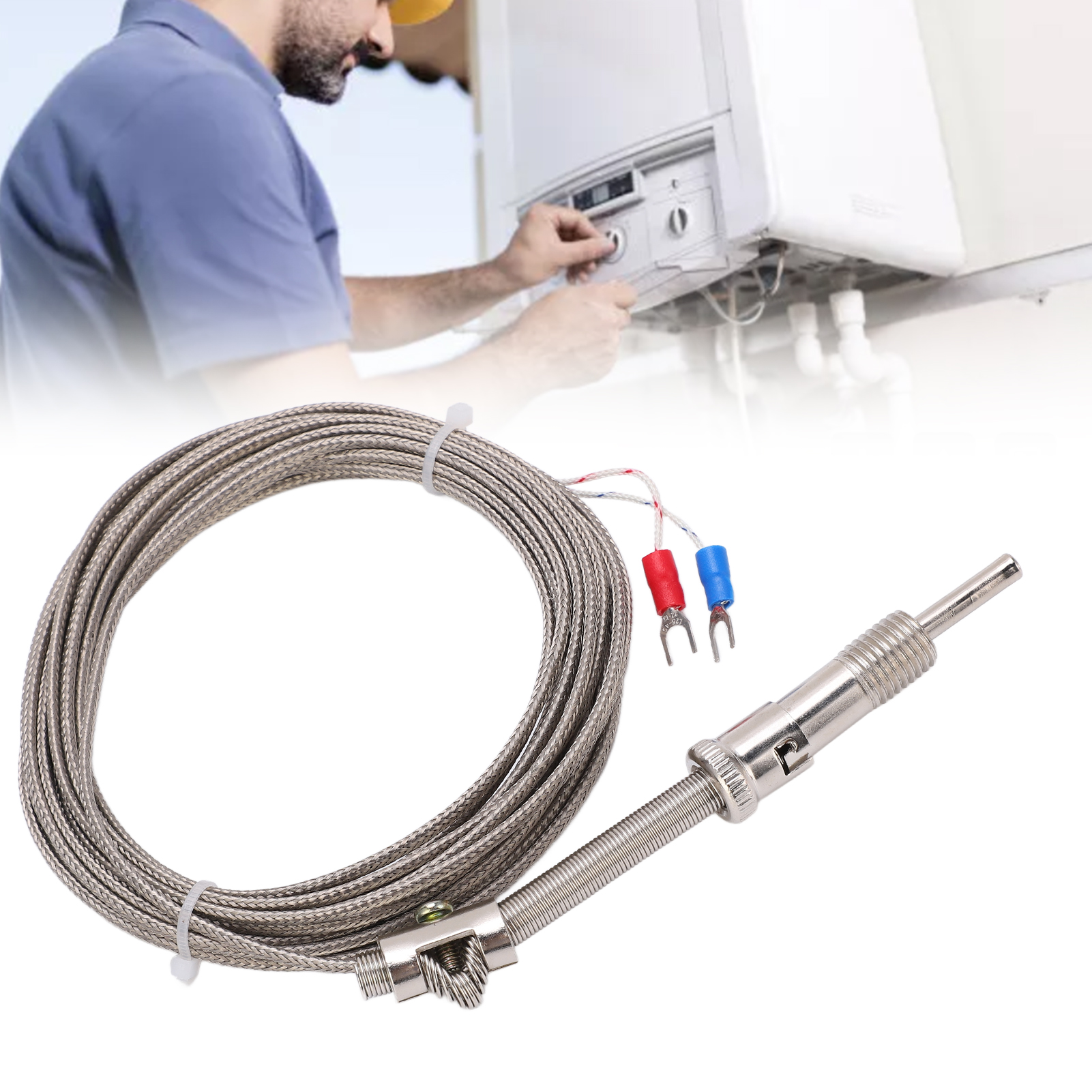 K-typ Berm Federthermoelement-temperatursensor Mit Abgeschirmtem Temperaturmessdraht, 5 M Sonde Für Temperaturregler.