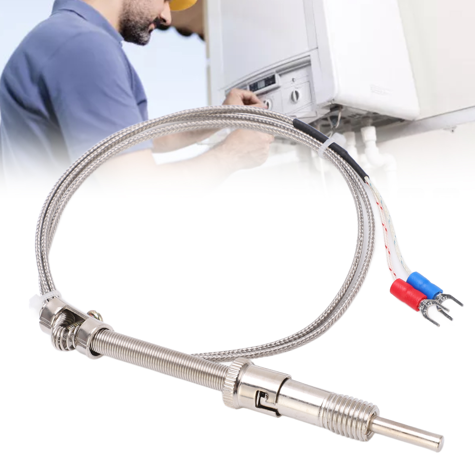 K-typ Berm Federthermoelement-temperatursensor Mit Abgeschirmtem Temperaturmessdraht, 1 M Sonde Für Temperaturregler.