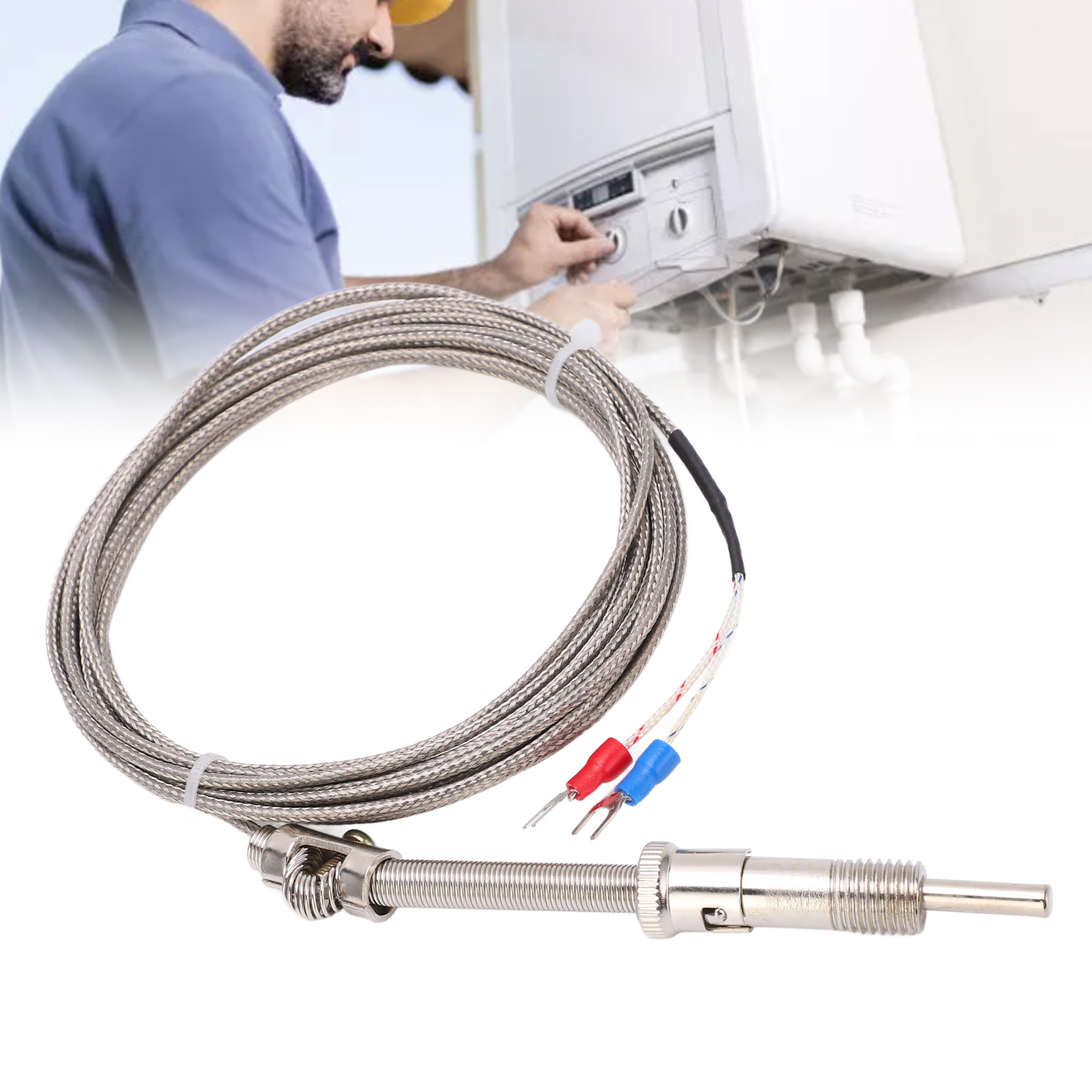 K-typ Berm Federthermoelement-temperatursensor Mit Abgeschirmtem Temperaturmessdraht, 4 M Sonde Für Temperaturregler.