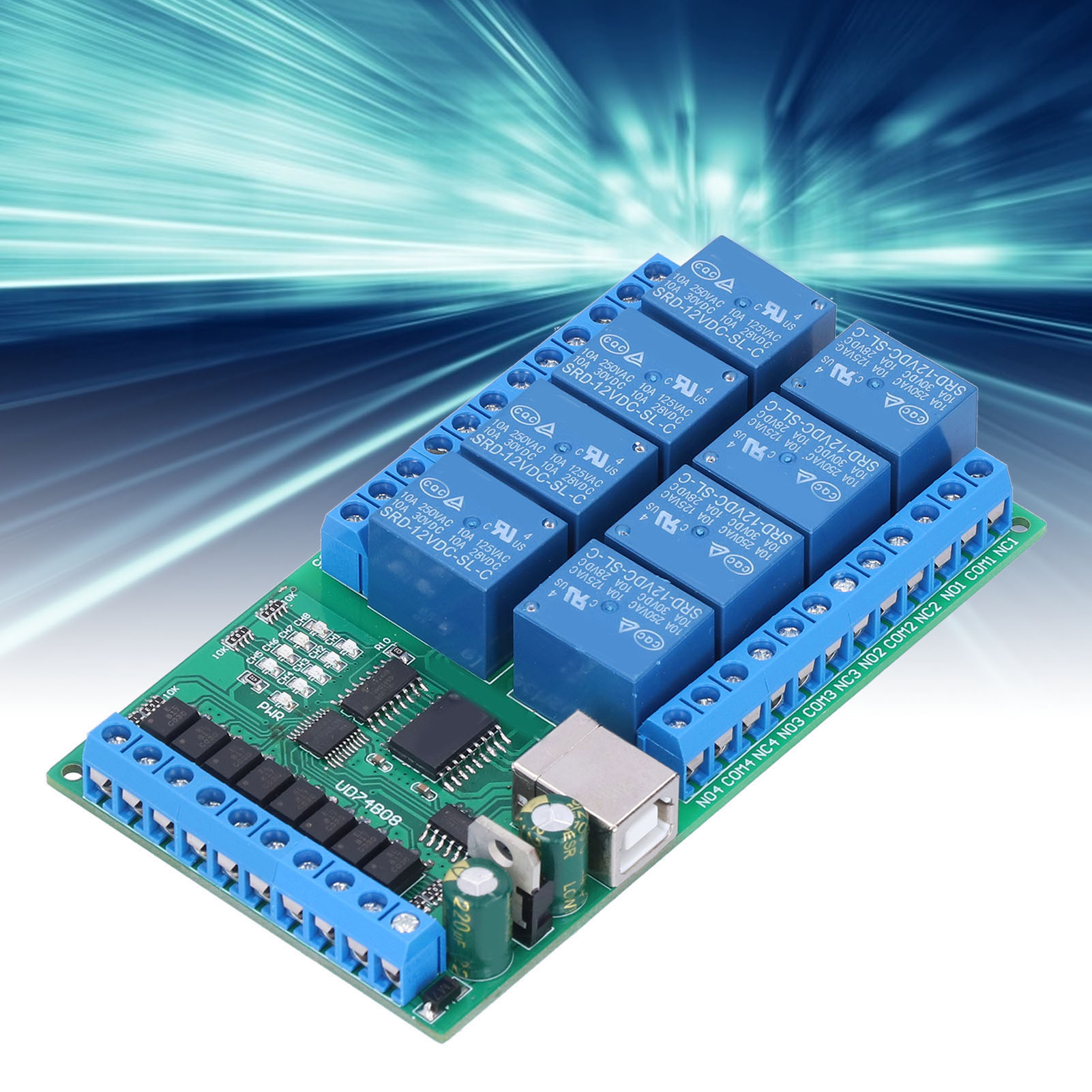Ud74b08 Multifunktionale 8-kanal-datenerfassungseinheit Mit Ein-/ausgabe, Usb-relais, I/o-port, Uart-seriell-port-schalter, 12 V