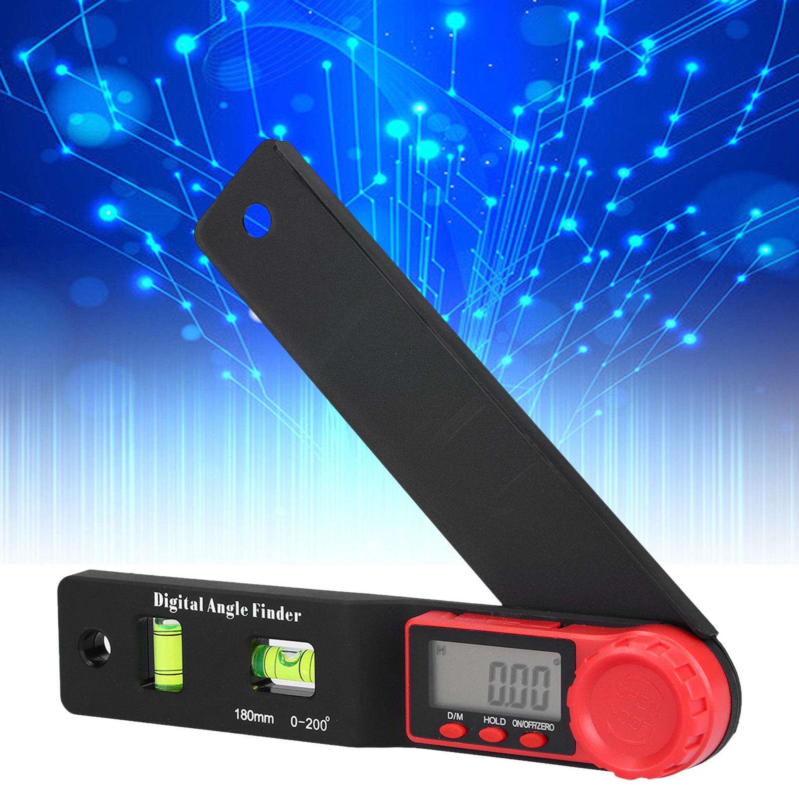 2-in-1 Digitaler Winkelmesser, Elektronische Wasserwaage, Winkelmesser, Winkelmesslineal 0-200°