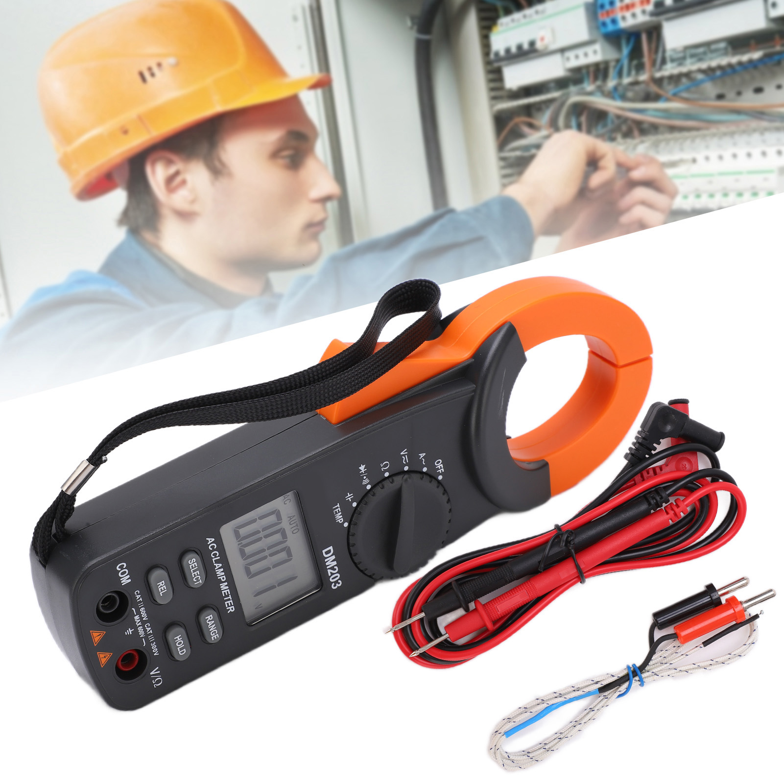 Dm203 600 V/600 A Digitales Ac/dc-zangenmessgerät Mit Automatischer Bereichswahl, Kompaktes Zangenmultimeter, Kapazitäts-, Frequenz- Und Temperaturmessung