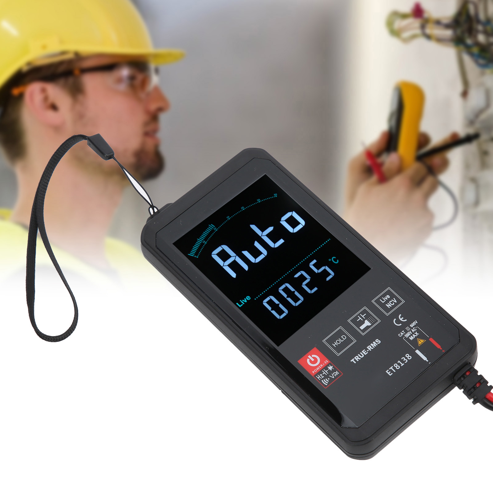 Et8138 Touchscreen-digitalmultimeter Mit Farbwechselndem Alarm Multifunktionsmultimeter Mit Gleichzeitiger Frequenz- Und Temperaturanzeige