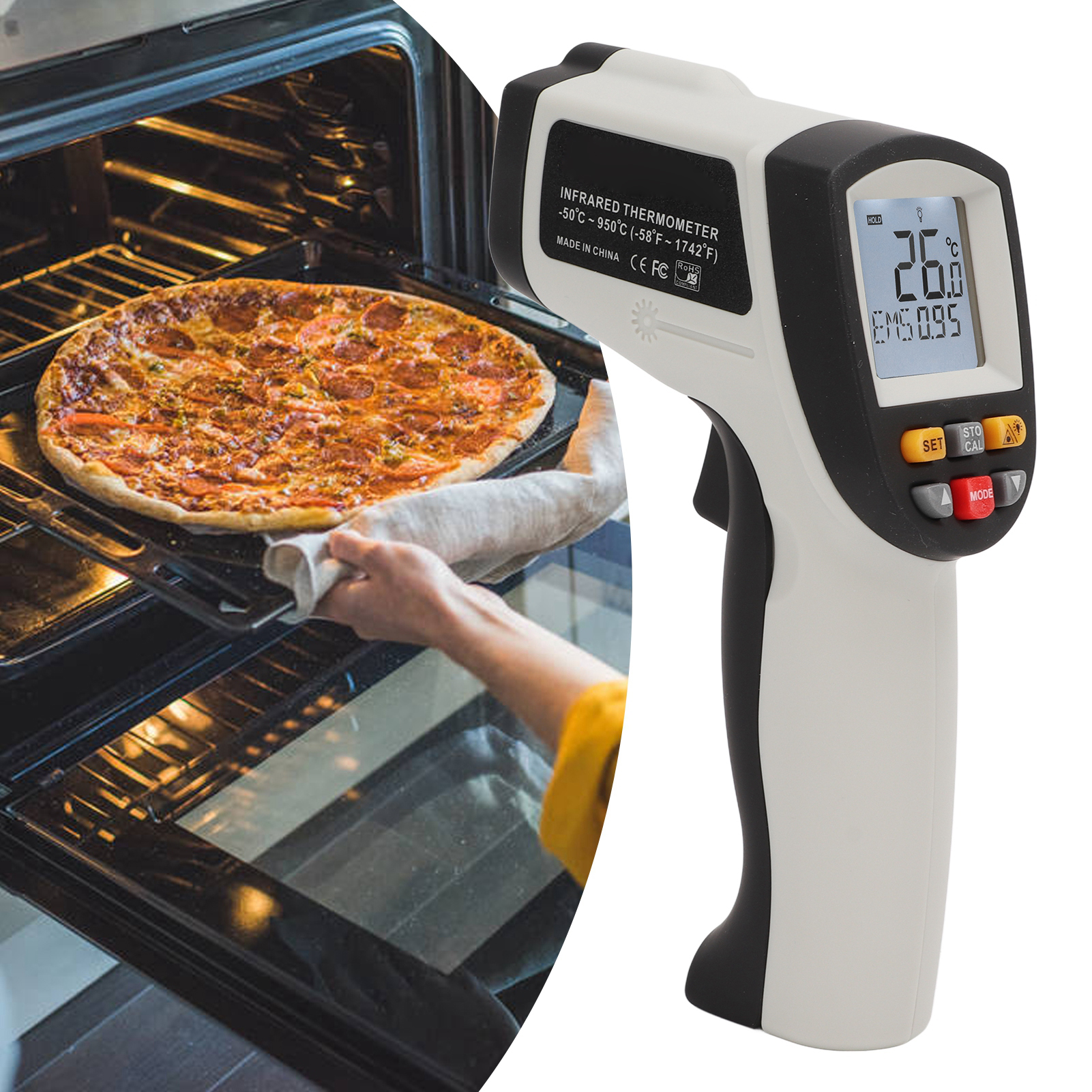 Xrclif-900 Infrarot-thermometer Mit Farbanzeige, Elektronisches Küchenthermometer, Infrarot-temperaturmessgerät