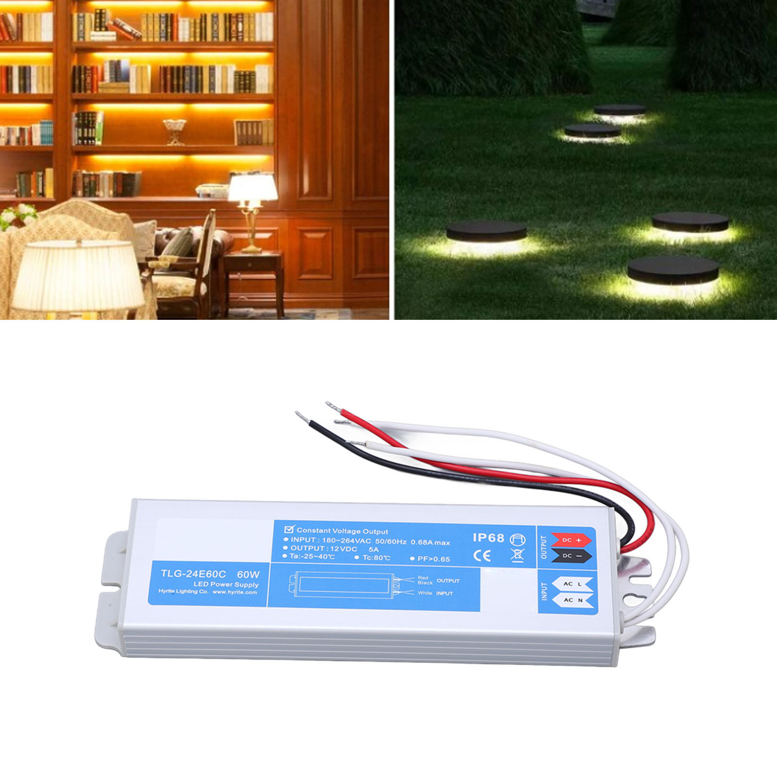 Wasserdichtes Netzteil Für 60-w-leds, Externer Netzanschluss 180–264 V Ac, Konstanter Dc-ausgang 12 V