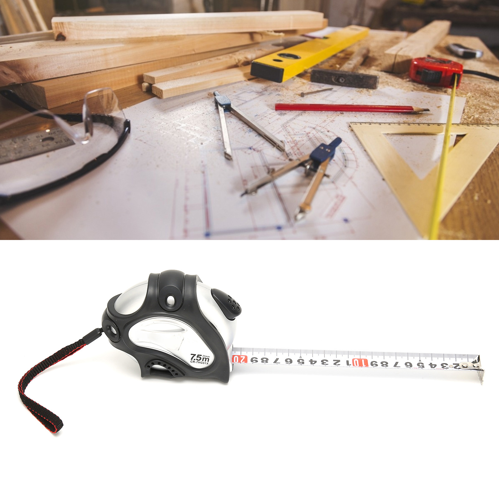 Luban-lineal 7,5 M X 25 Mm, Hochpräzises Feng-shui-lineal, Dinglan-lineal, 7,5 M Stahl-maßband Zum Messen Von Verbindungskästen.