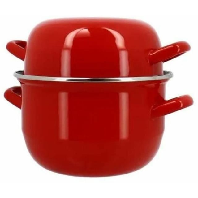 Menastyl Muschel-Topf aus emailliertem Stahl Rot 18 cm