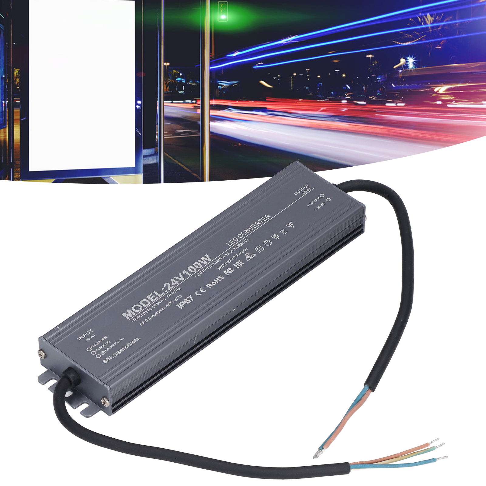 Ip67 Wasserdichtes Netzteil Für Konstantspannungs-leds, 100 W Ac 170–265 V/24 V