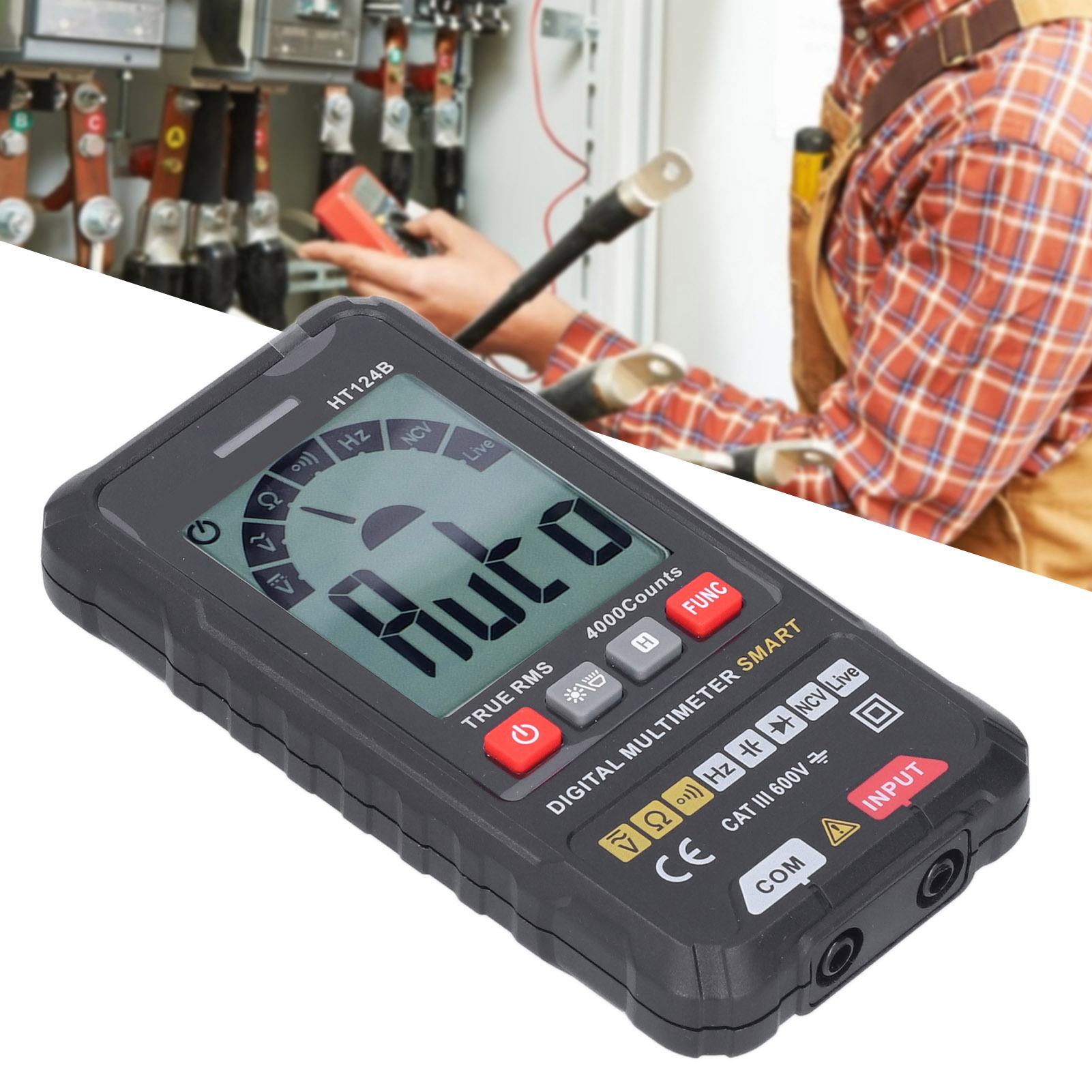 Ht124b Hochpräzises Tragbares Digitalmultimeter Mit Automatischer Bereichswahl Und Intelligentem Digitaldisplay