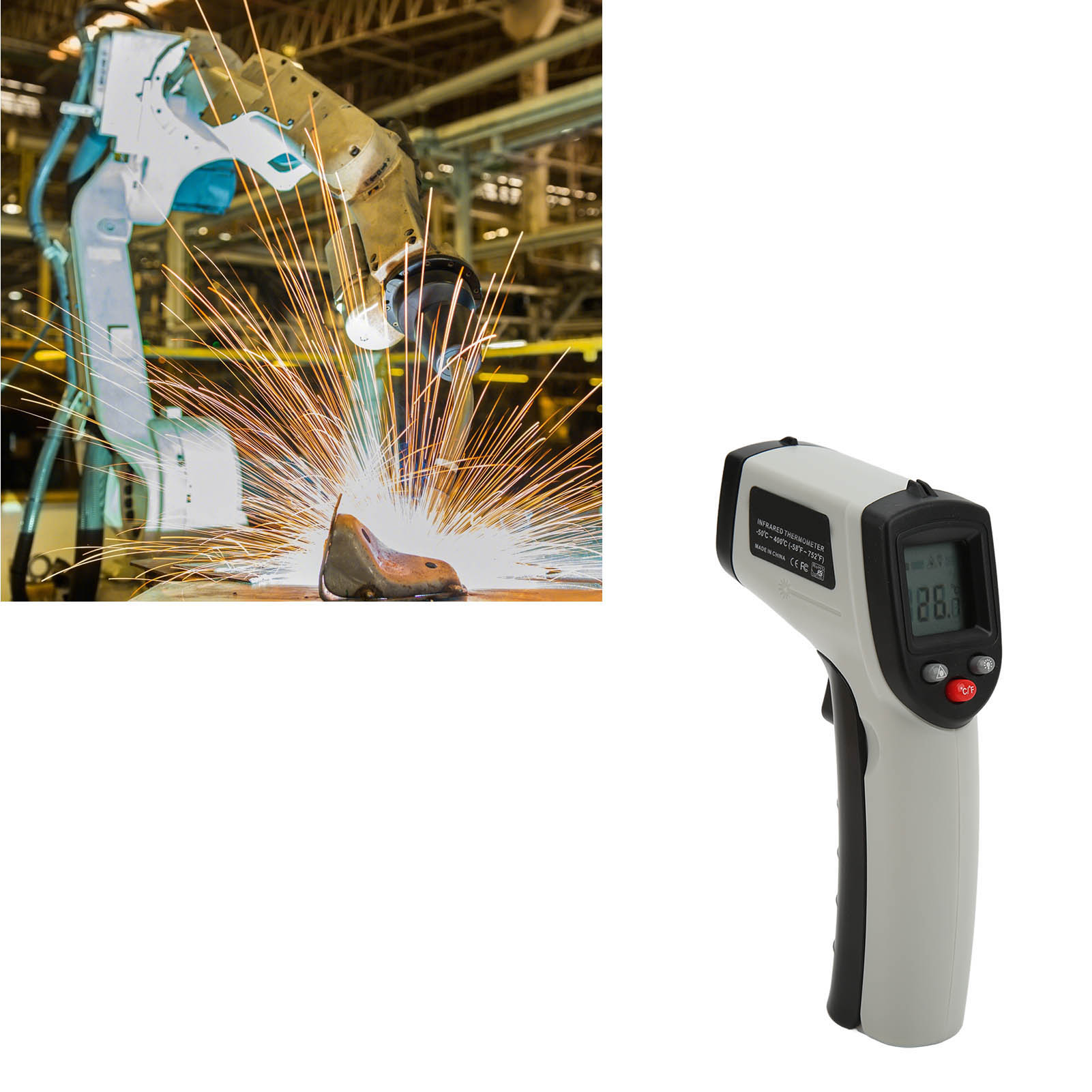Hochpräzises Tragbares Heißluftgebläse 320, Infrarot-handthermometer, Berührungsloses Thermometer, Industrielles Heißluftgebläse Gr