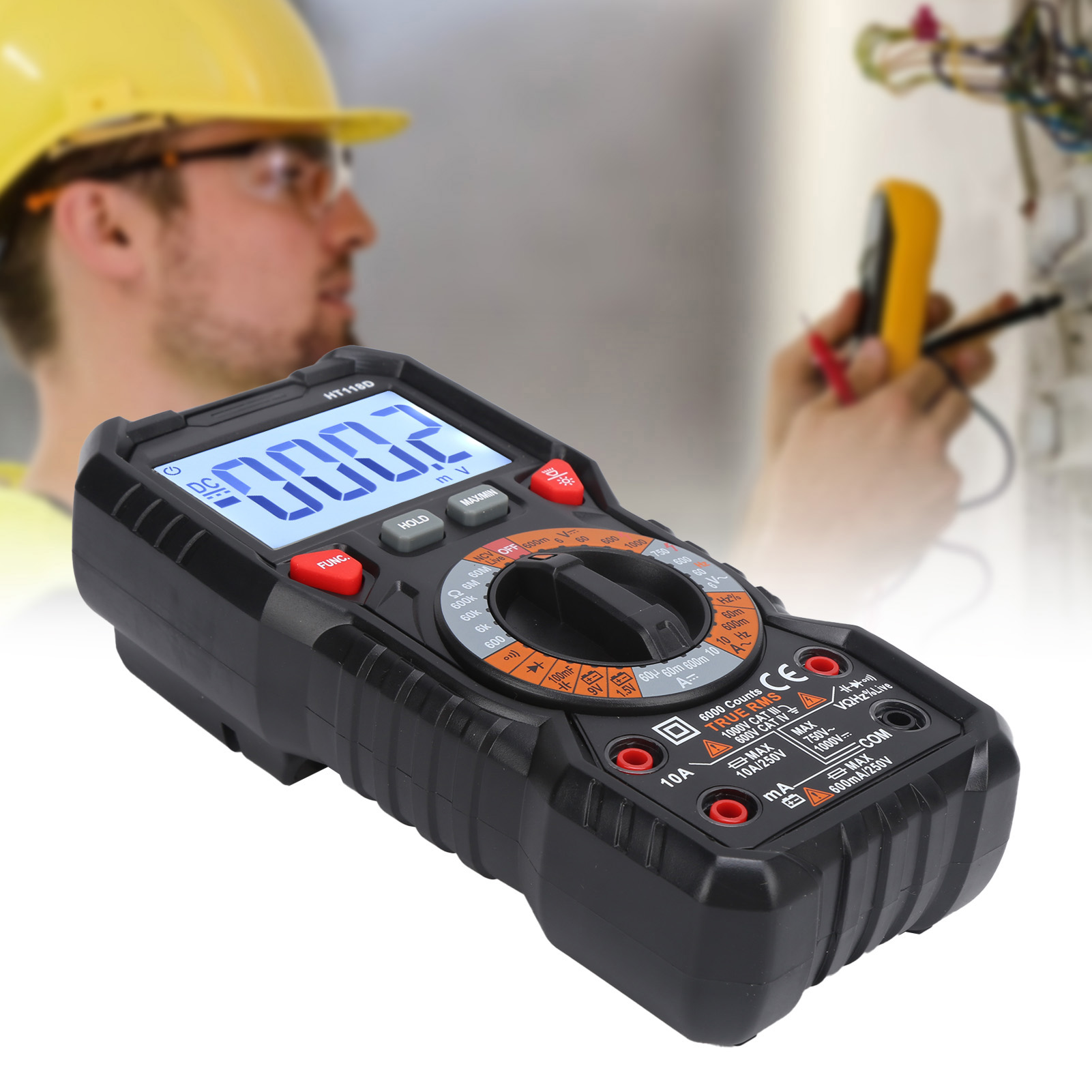Hochpräzises Digitales Multimeter Ht118d 10 A 1000 V Mit Digitalanzeige Und Kapazitätsmesser, Intelligentes Multifunktionales Anti-surface-multimeter Für Elektrische Reparaturen.