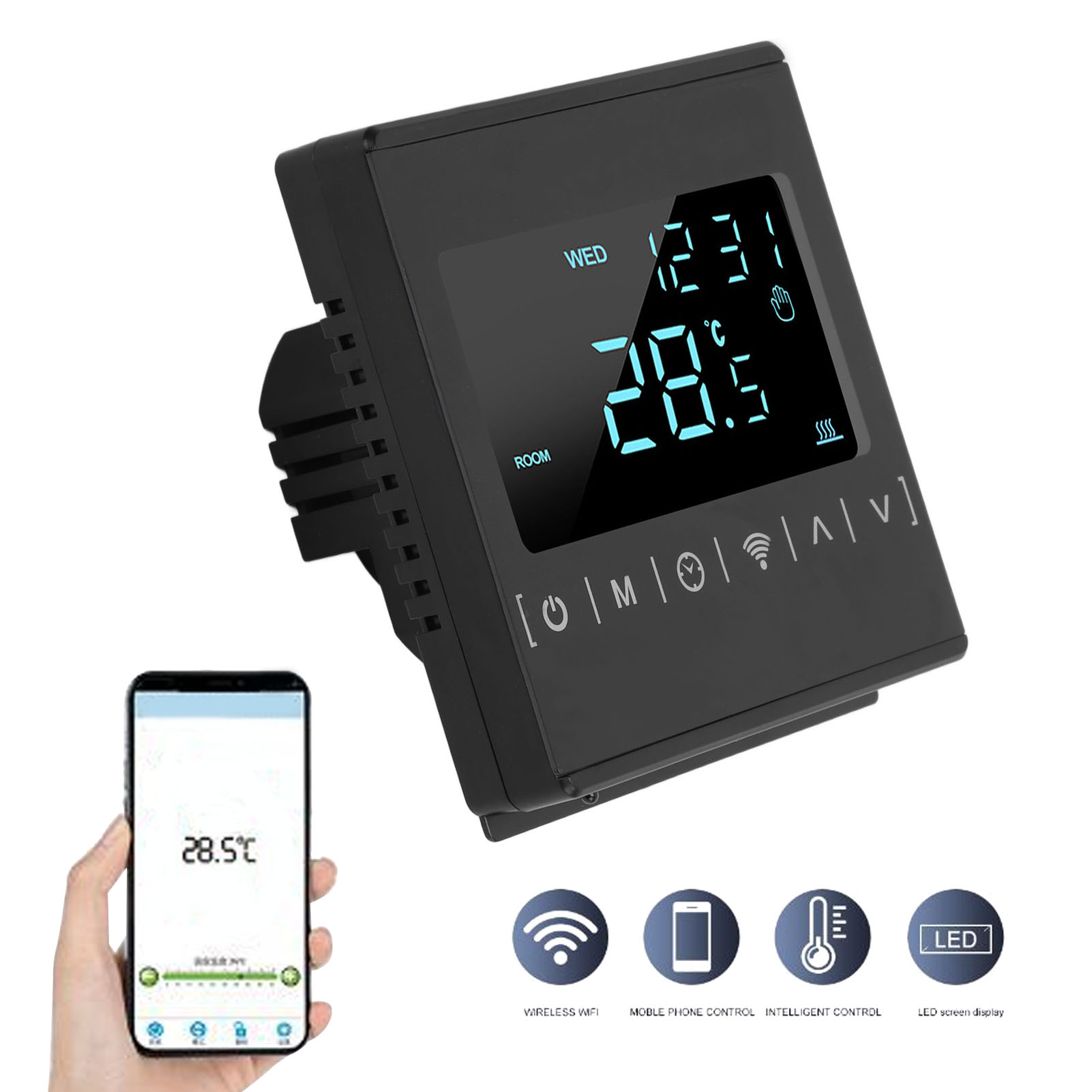 Mh1823 Smart-thermostat Mit Wlan Und Bluetooth Für Elektrische Fußbodenheizung, Mit Lcd-temperaturregler, Sprachsteuerung Per App Und Betrieb Mit Wechselstrom 85v-250v.