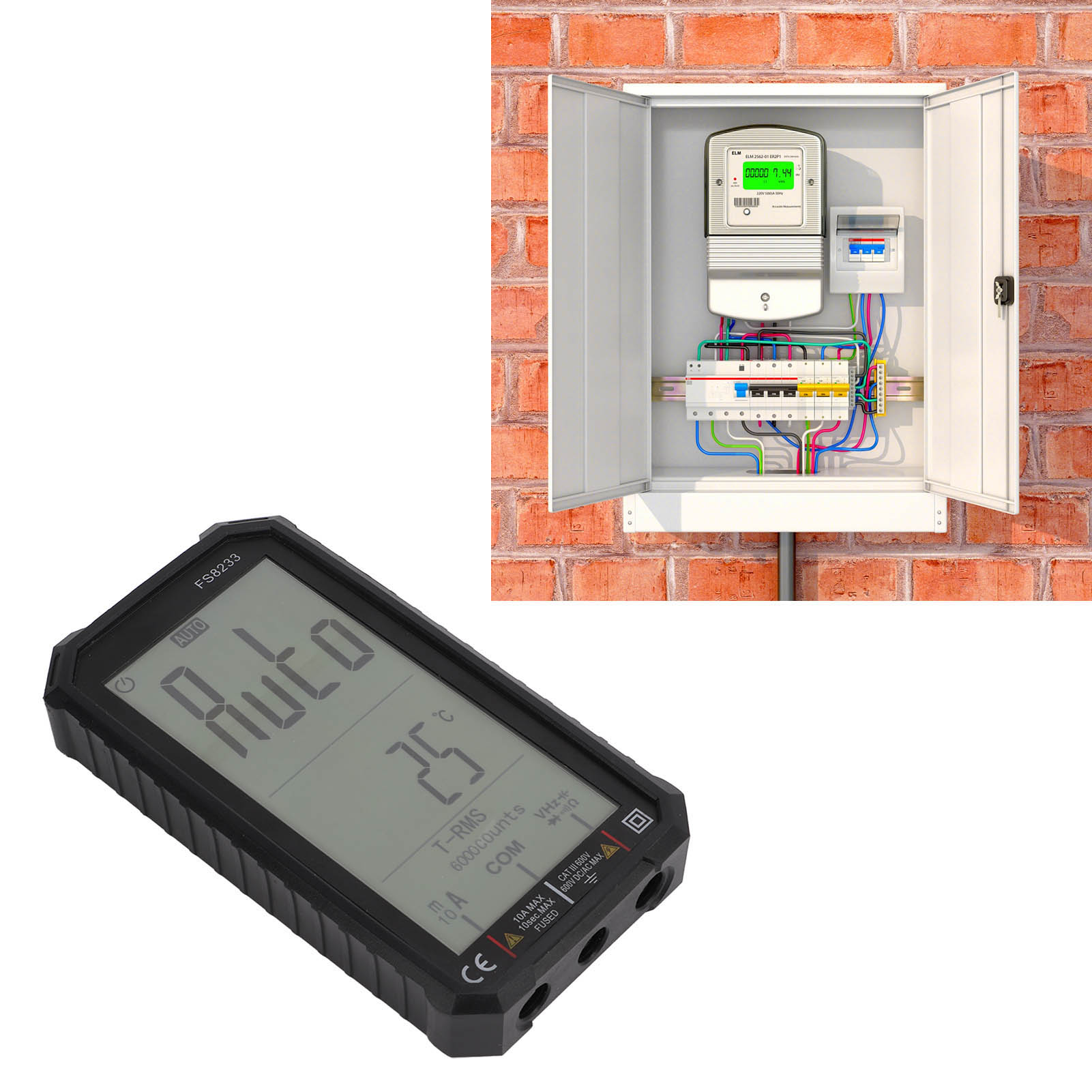 Fs8233 Tragbares Digitales Multimeter, Kondensatorspannungs- Und Strommesser, Großes Display.
