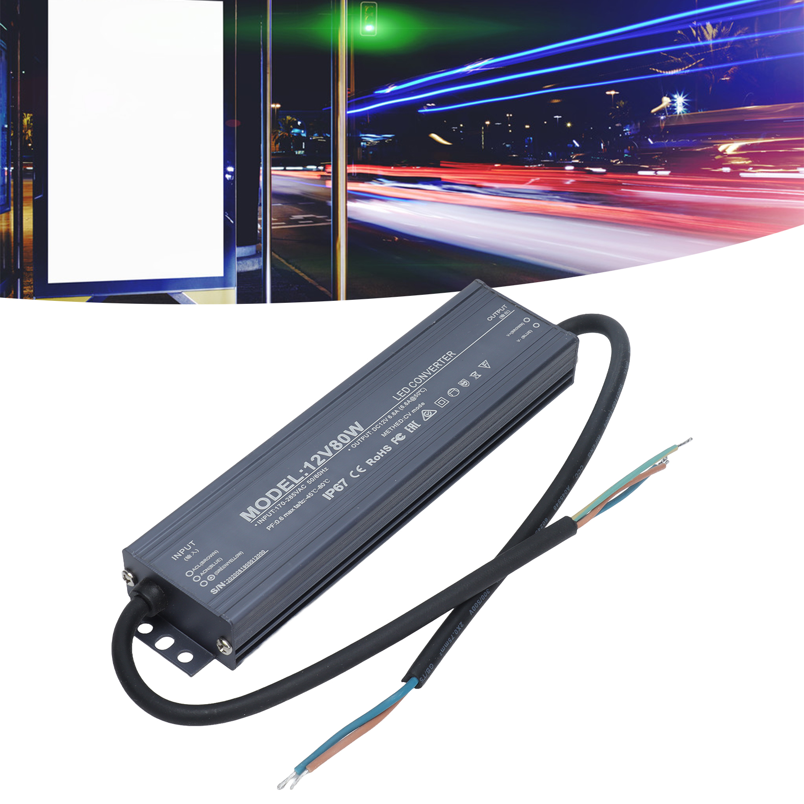 Ip67 Wasserdichtes Netzteil Für Konstantspannungs-leds, 80 W, Ac 170–265 V, 12 V