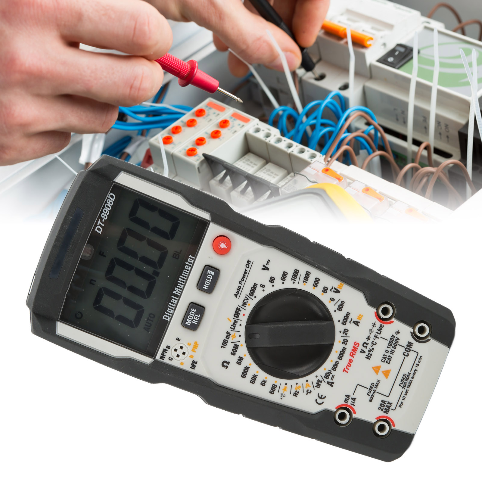Dt-8908d Hochpräzises Tragbares Digitalmultimeter Mit Manueller Auswahl Und Überspannungsschutz