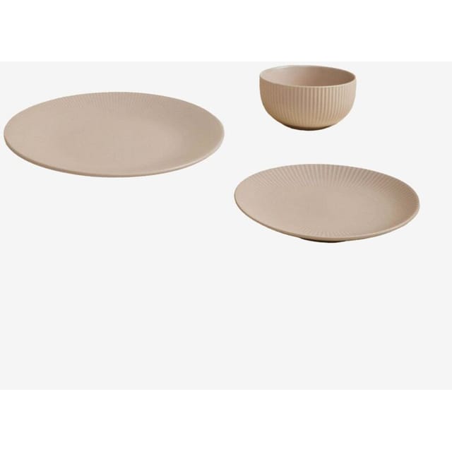 Sklum - Geschirrset aus New Bone China, 12-teilig, Elmora Beige Tapioca