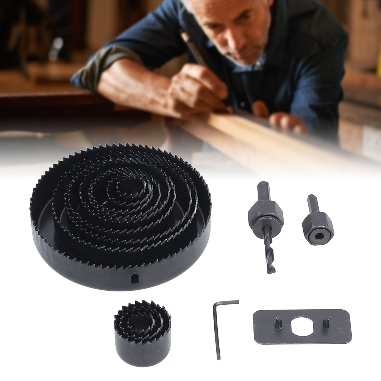 Set Mit 16 Aufweitbohrern Für Gipskarton-/holzplatten, Lochsäge Aus Kohlenstoffstahl, 19–127 Mm, Für Die Holzbearbeitung