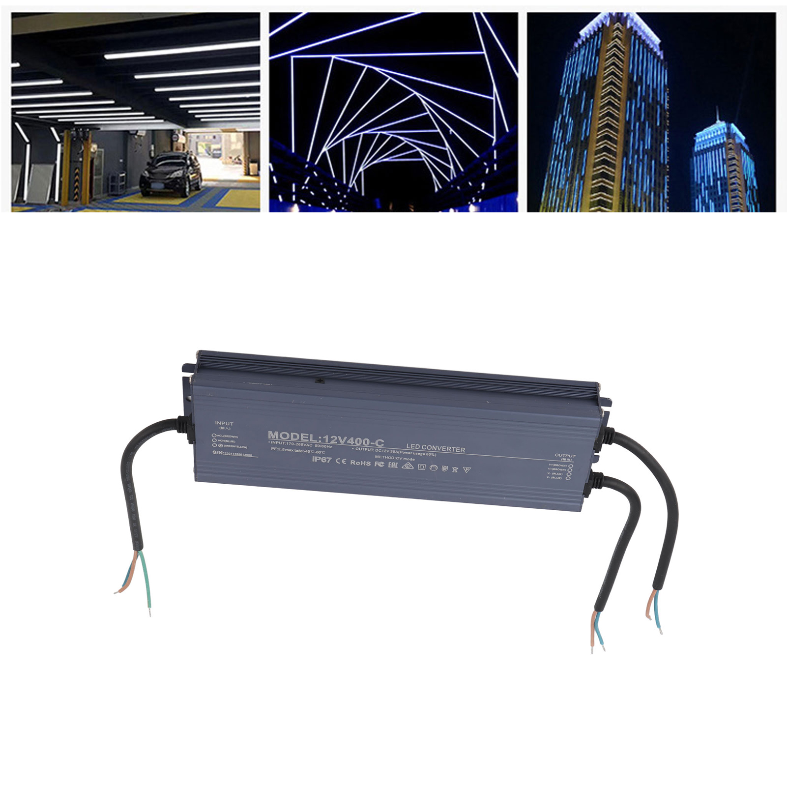 Ip67 Wasserdichtes Netzteil Für Leds, Konstantspannung, 400 W, Ac 170–265 V, 12 V