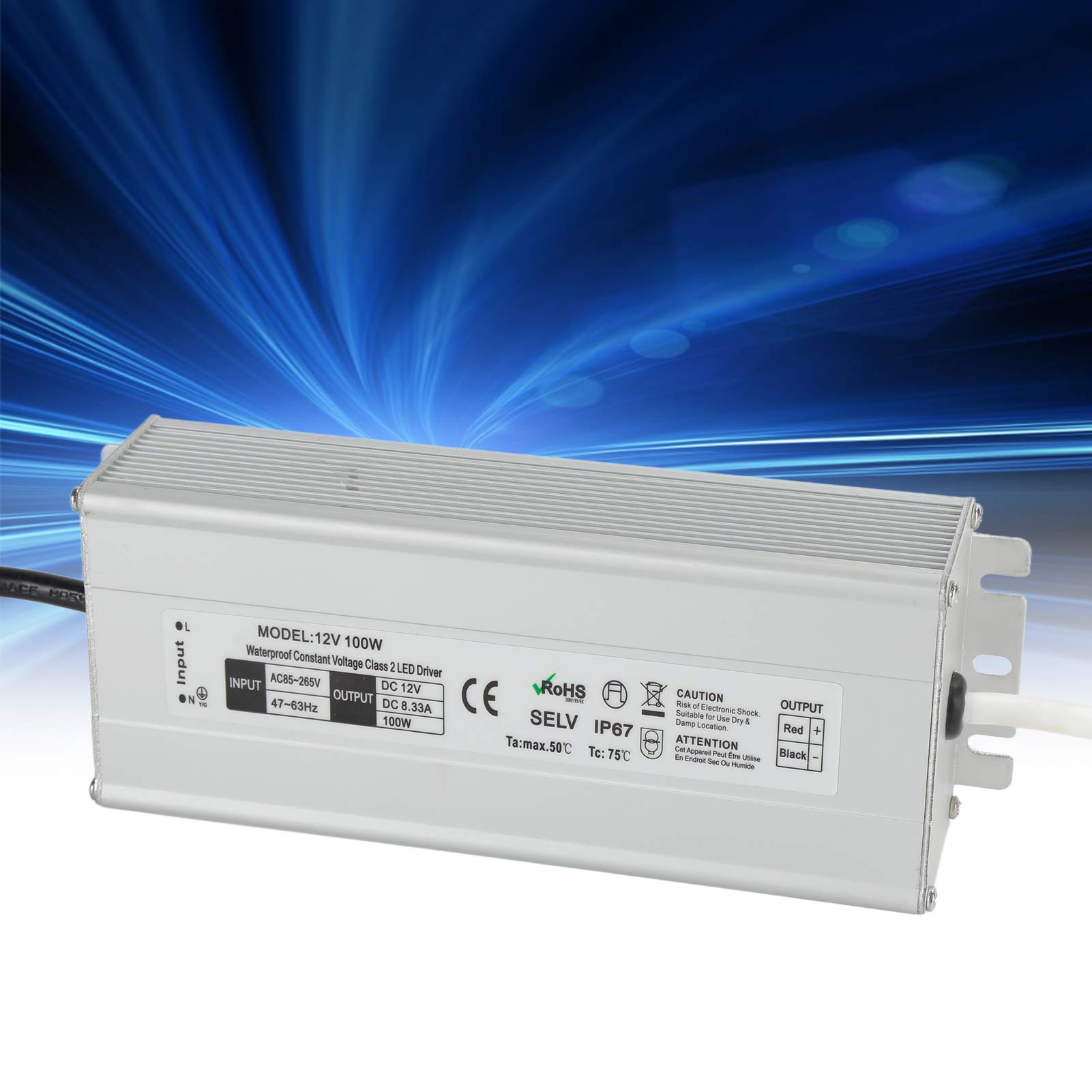 100-w-schaltnetzteil, Wasserdicht (ip67), Mit Led, 12-v-ausgang (europäischer Standard), Ac 85–265 V