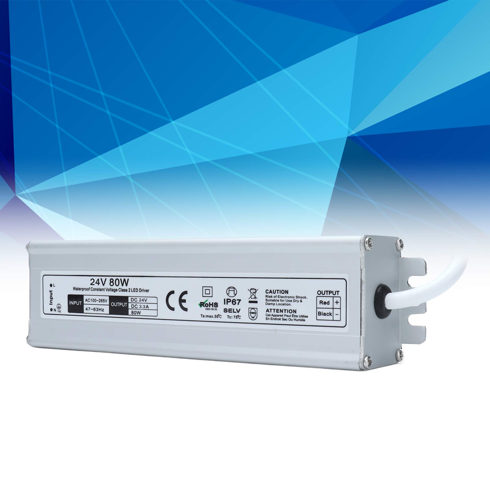 80-w-schaltnetzteil Ip67 Wasserdicht Für Leds, 24-v-wechselstromausgang (europäischer Standard), 100–265 V