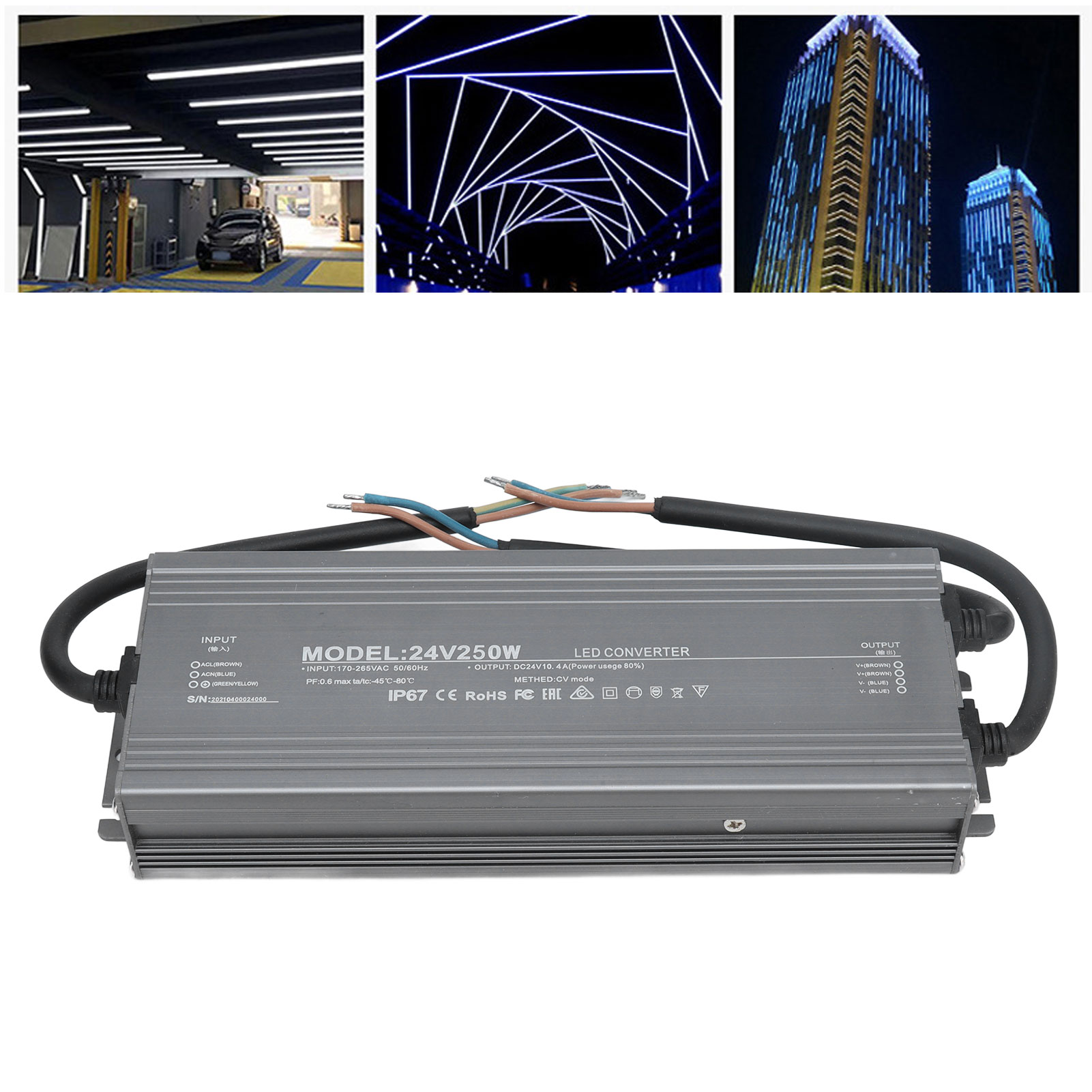 Ip67 Wasserdichtes Netzteil Für Konstantspannungs-leds, 250 W Ac 170–265 V/24 V
