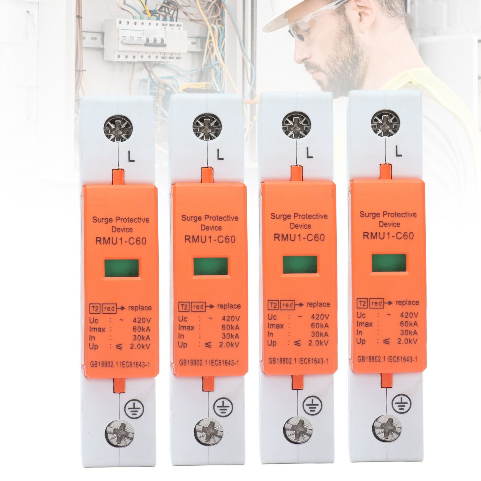 Rmu1-c60 420v Spd 1p Überspannungsschutzgerät Für Den Blitzschutz Im Haushalt, Potenzialausgleichs-überspannungsschutz, Maximale Kapazität: 60 Ka
