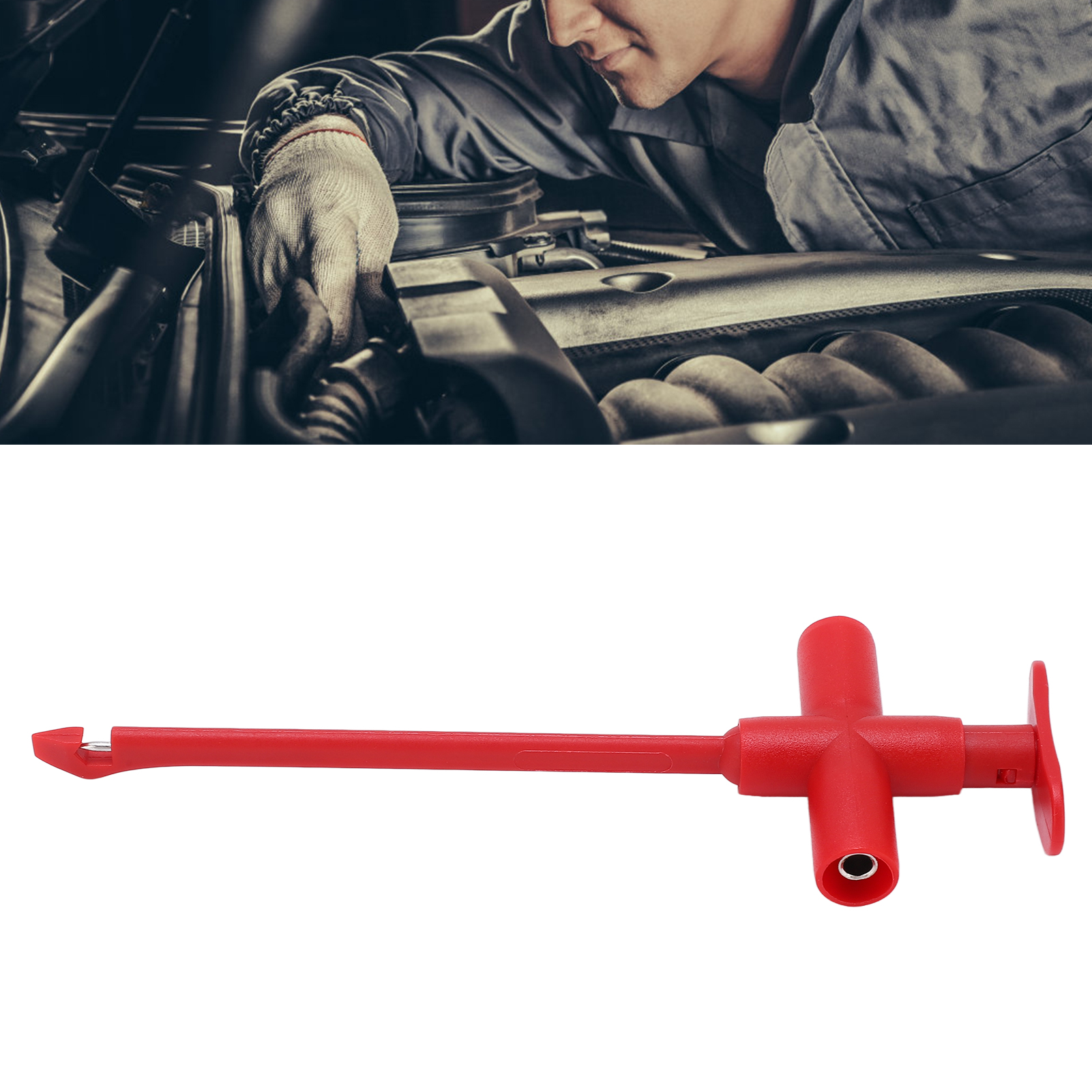 J.30022 Prüfspitze, Kfz-rückwärtsprüfhaken Ohne Kabelbruch Mit 4 Mm Bananenstecker, Universelles Kabelprüfset (rot)