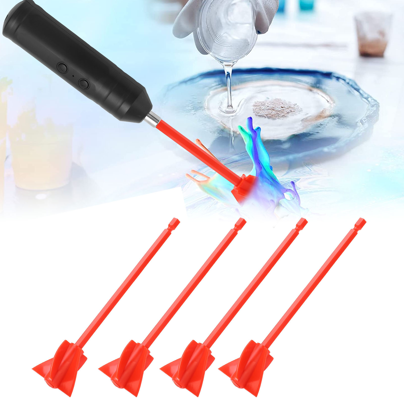 Set Aus 4 Harzmischpaletten Für Kraftvolles Epoxidharzmischen, Wiederverwendbare Farbmischer, Harzmischer Und Bohrer (rot).