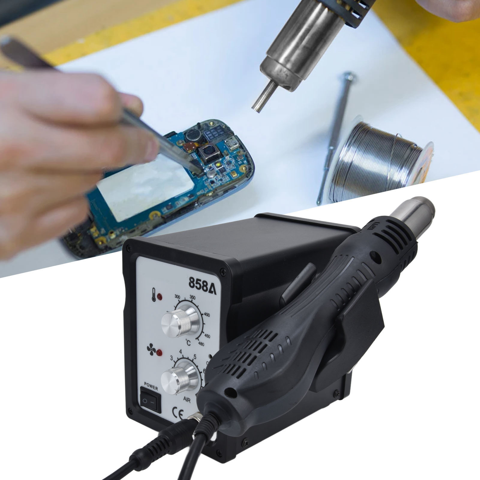 Temperaturverstellbare Lüfter-entlötstation 858a Für Die Handy-reparatur - Heißluft-lötstation (europäischer Standard)