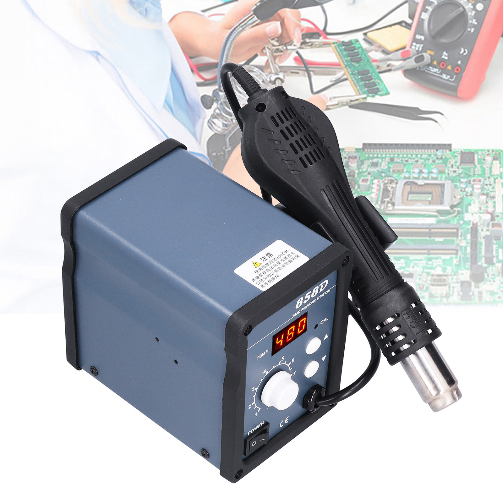 858d Heißluftpistole Mit Digitalanzeige, Temperaturgeregelte Entlötstation, Leise, Antistatisch, Elektrische Heißluft-entlötstation Mit Konstanter Temperatur, Europäischer Standard Ac220v