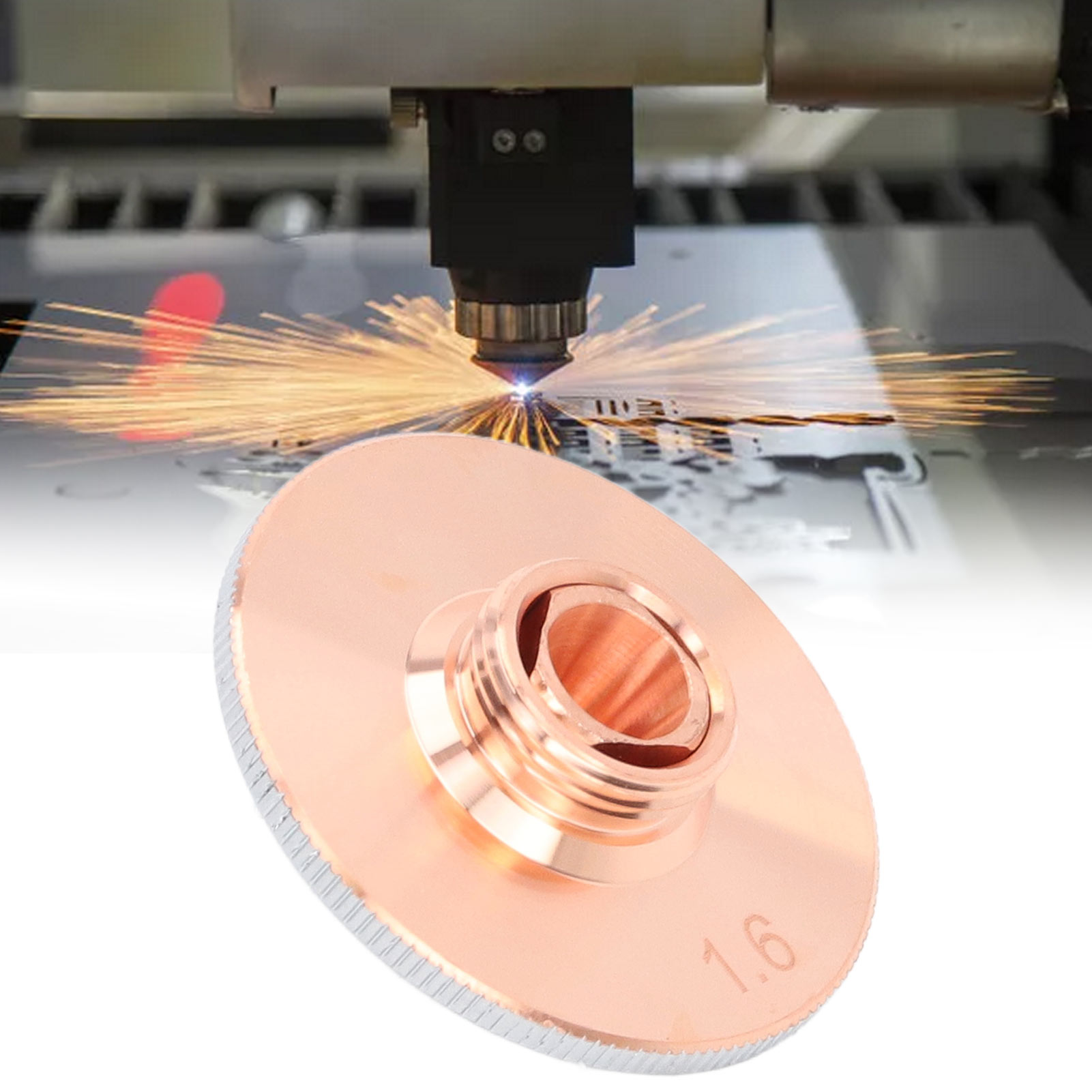 Doppelfaseroptische Schneiddüse, Kupferchromgeschweißte Schneiddüse, Laserdüse, Schneiddüse Für Lasermaschinen, 1,6 Mm Öffnung.