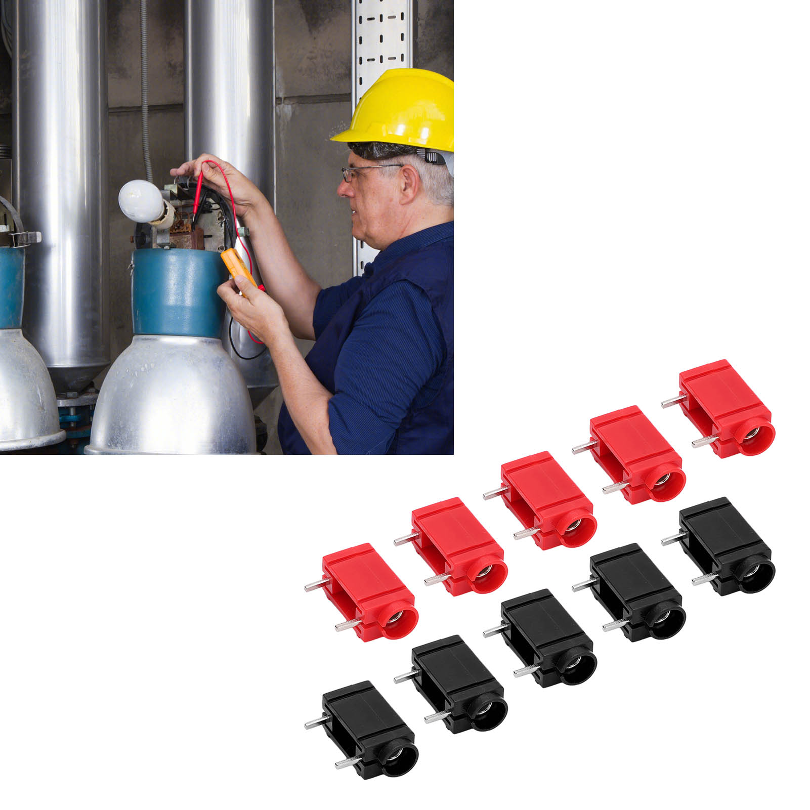 Set Mit 5 Roten Und Schwarzen Bananensteckern Für Leiterplatten J.40024, 4 Mm, Seitliche Montage, Speziell Für Leiterplatten.