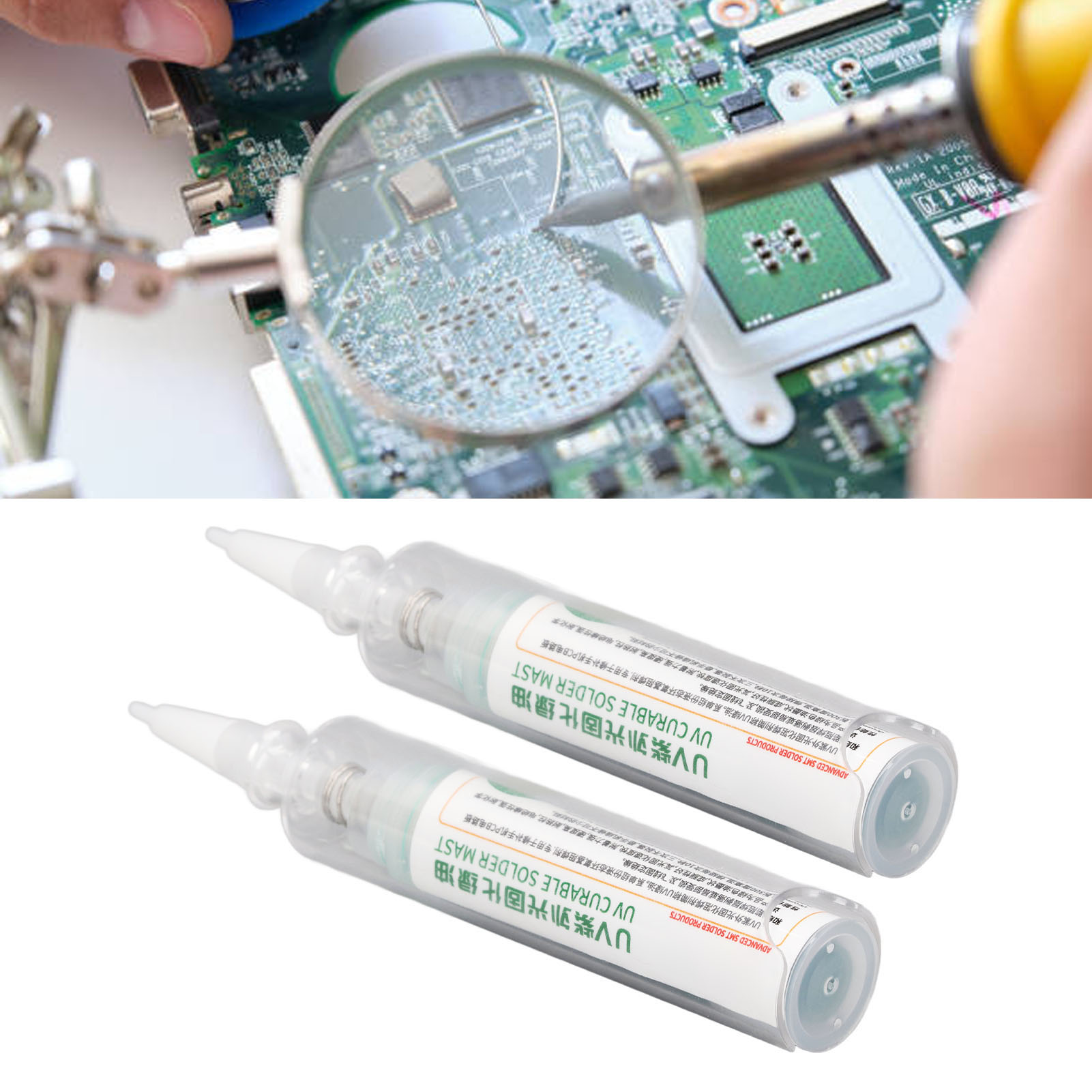 Zwei Polymerisationsöle Zur Reparatur Von Elektronischen Motherboards, Grüne Uv-polymerisationsöle.