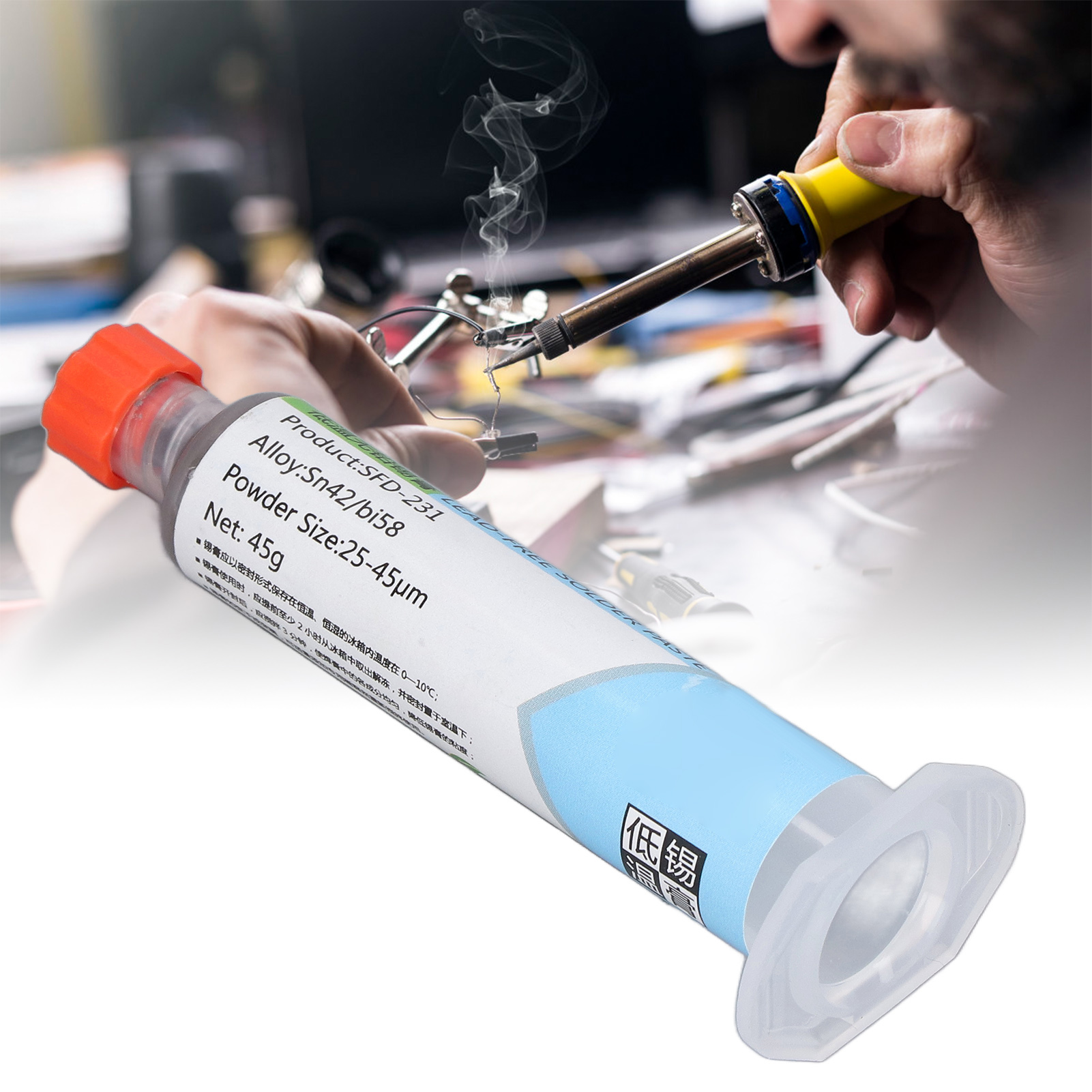 Sfd-231 Bleifreie Bga-plattierungspaste Für Die Niedertemperatur-reparatur Von Mobiltelefonen, Nadelförmige Verpackung, 45 G