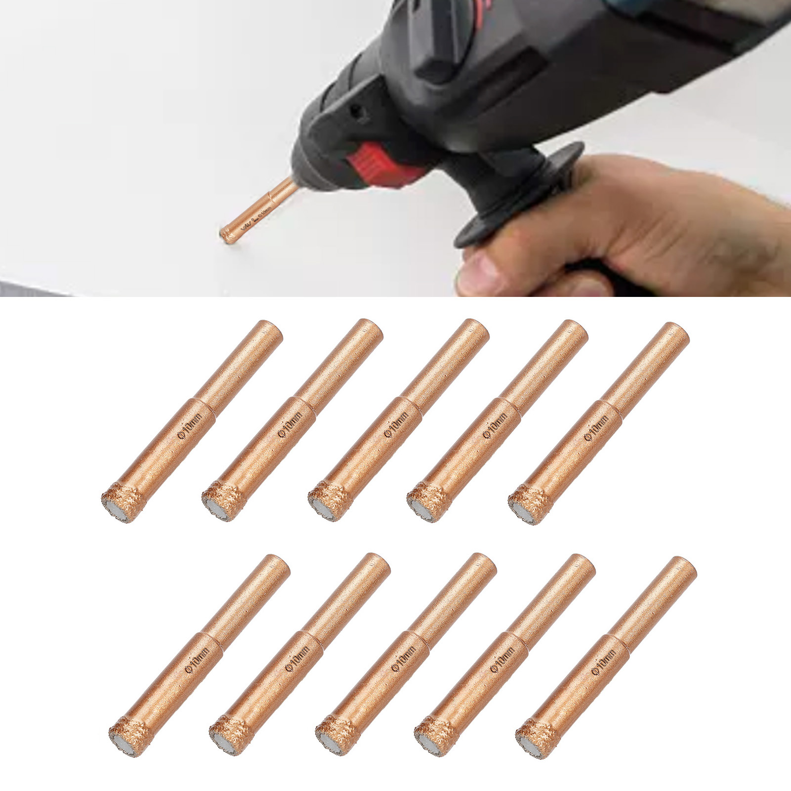 Set Mit 10 Gelöteten Lochsägen Für Granit, Marmor, Fliesen Und Keramik (10 Mm)