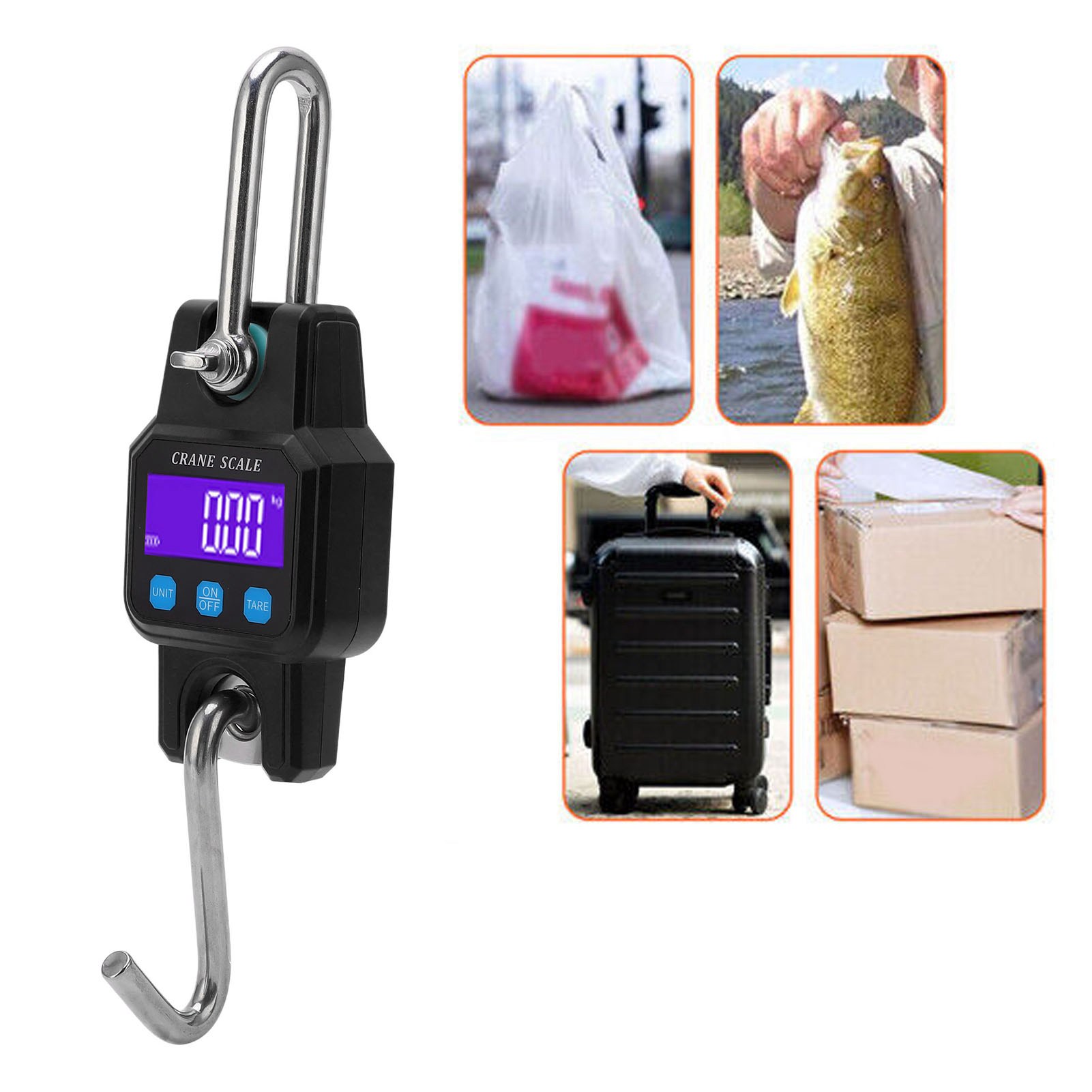 Tragbare Industriewaage Für Kräne, Multifunktionswaage Für Expresslieferungen, Alarm, Großes Hintergrundbeleuchtetes Display, Schwarz.