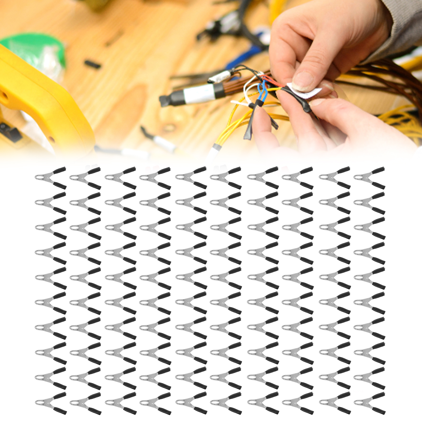J.60013 20a Krokodilklemme, Prüfklemme, Pvc-halbschalenhülse, Schweißklemme, 100er-packung, Schwarz