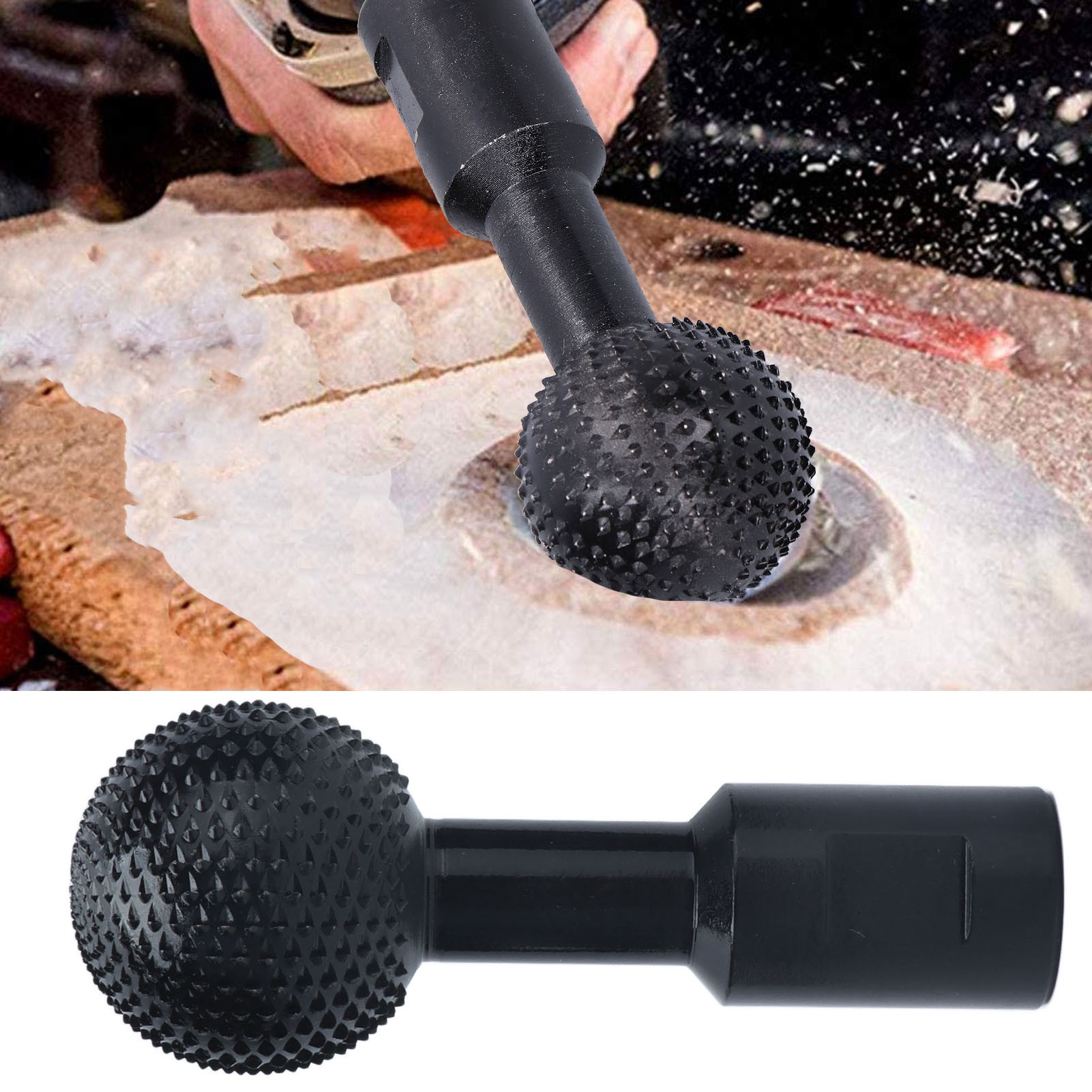 Winkelschleifer Für Holzbearbeitung Mit Kugelschleifkopf, Kugelmeißel, Schleifscheibe Aus Kohlenstoffstahl, Schleiflöffel, Lochfeile, Schwarz 10 Mm.