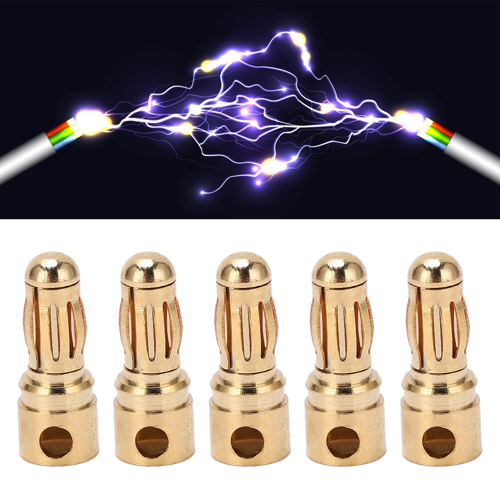 Spritzgegossener Klemmenblockverbinder, 3,5 Mm Bananenstecker, Komplett Vergoldetes Kupfer, Laternenstift, Für Modellflugzeugzubehör.