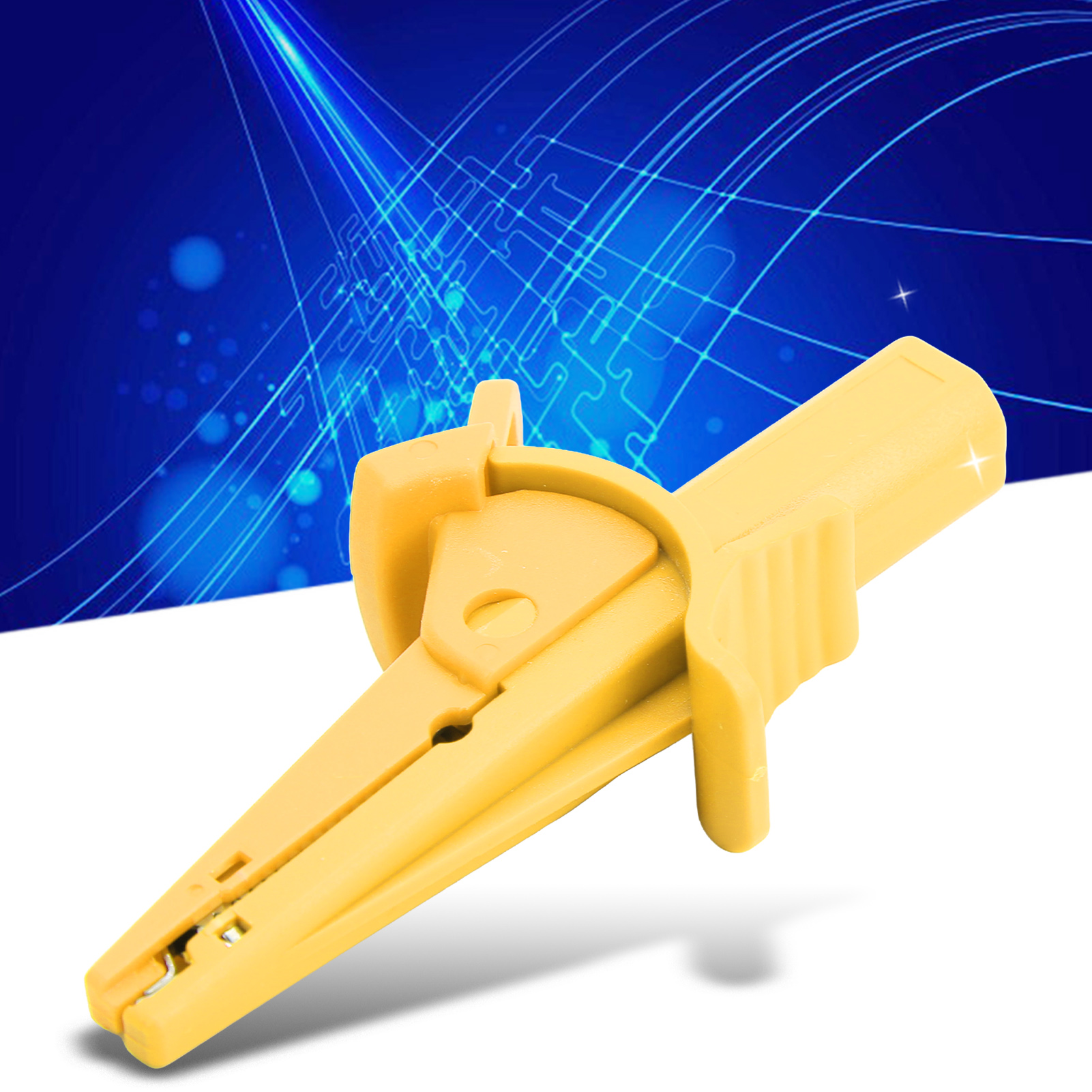 J.60041 Sicherheitsprüfklemme, Krokodilklemme Mit 4 Mm Schutzbananenstecker Am Ende, Stromprüfklemme, Gelb.