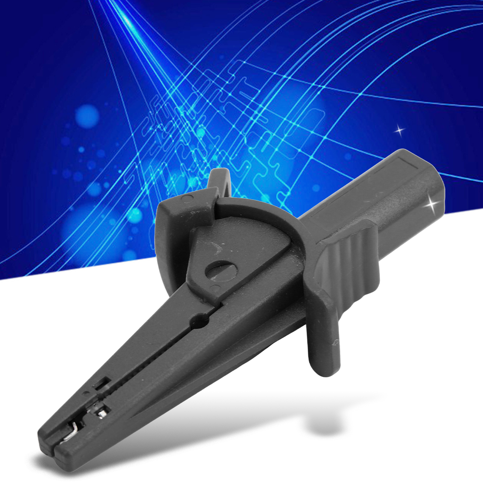 J.60041 Sicherheitsprüfklemme, Krokodilklemme Mit 4 Mm Schutzbananenstecker Am Ende, Stromprüfklemme, Schwarz.