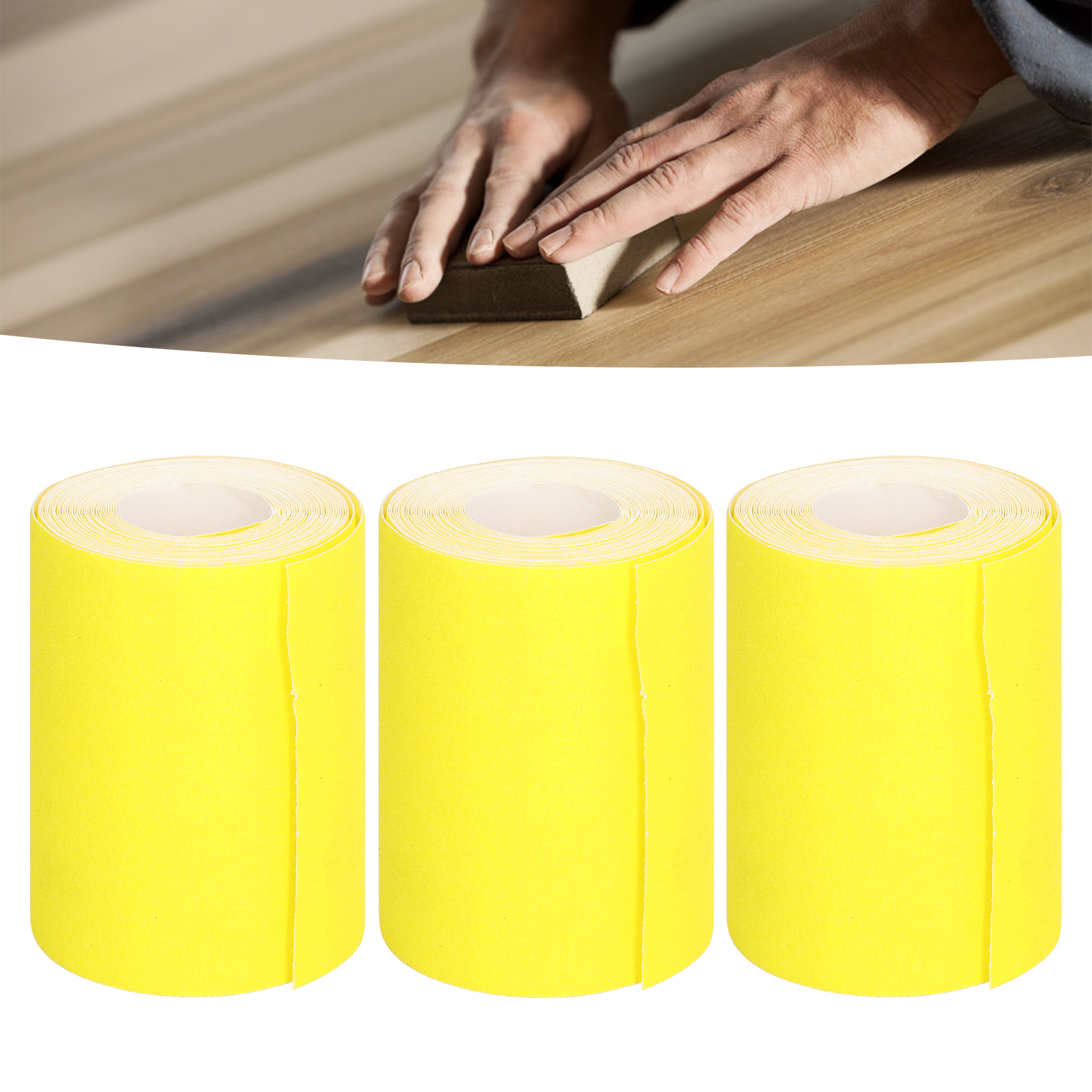 Rolle Gelbes 120er-schleifpapier, Handabreißbares Schleifpapier, Polierpads, Beflocktes Schleifpapier