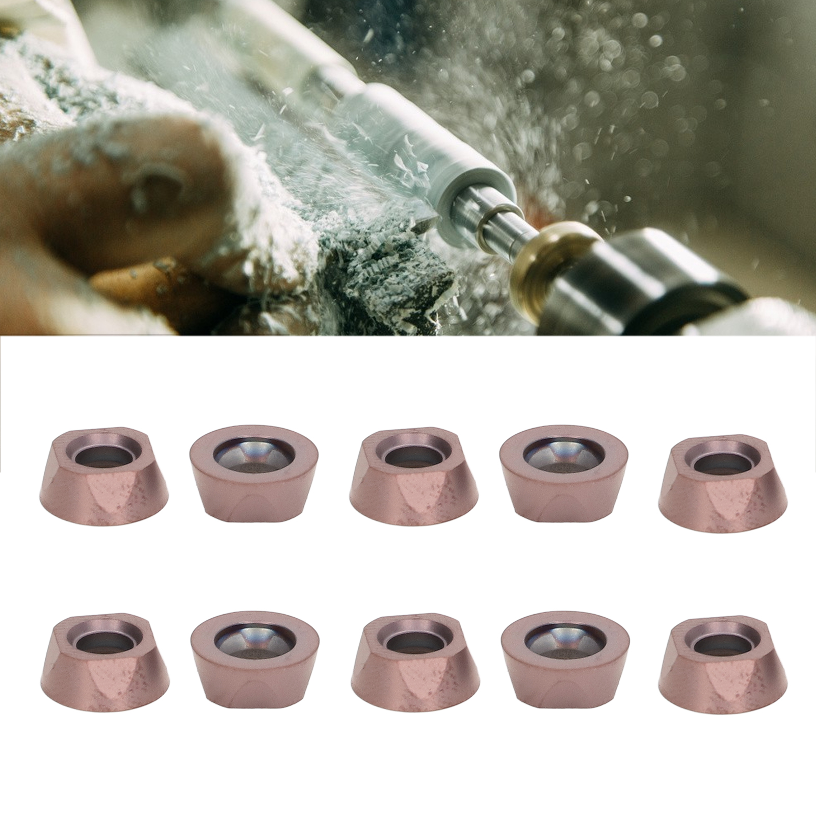 10 Dreheinsätze, Runde Hartmetalleinsätze, Cnc-schneidwerkzeuge, Bronzebeschichtete Hartmetalleinsätze, Rpmt1204 Moe-tt