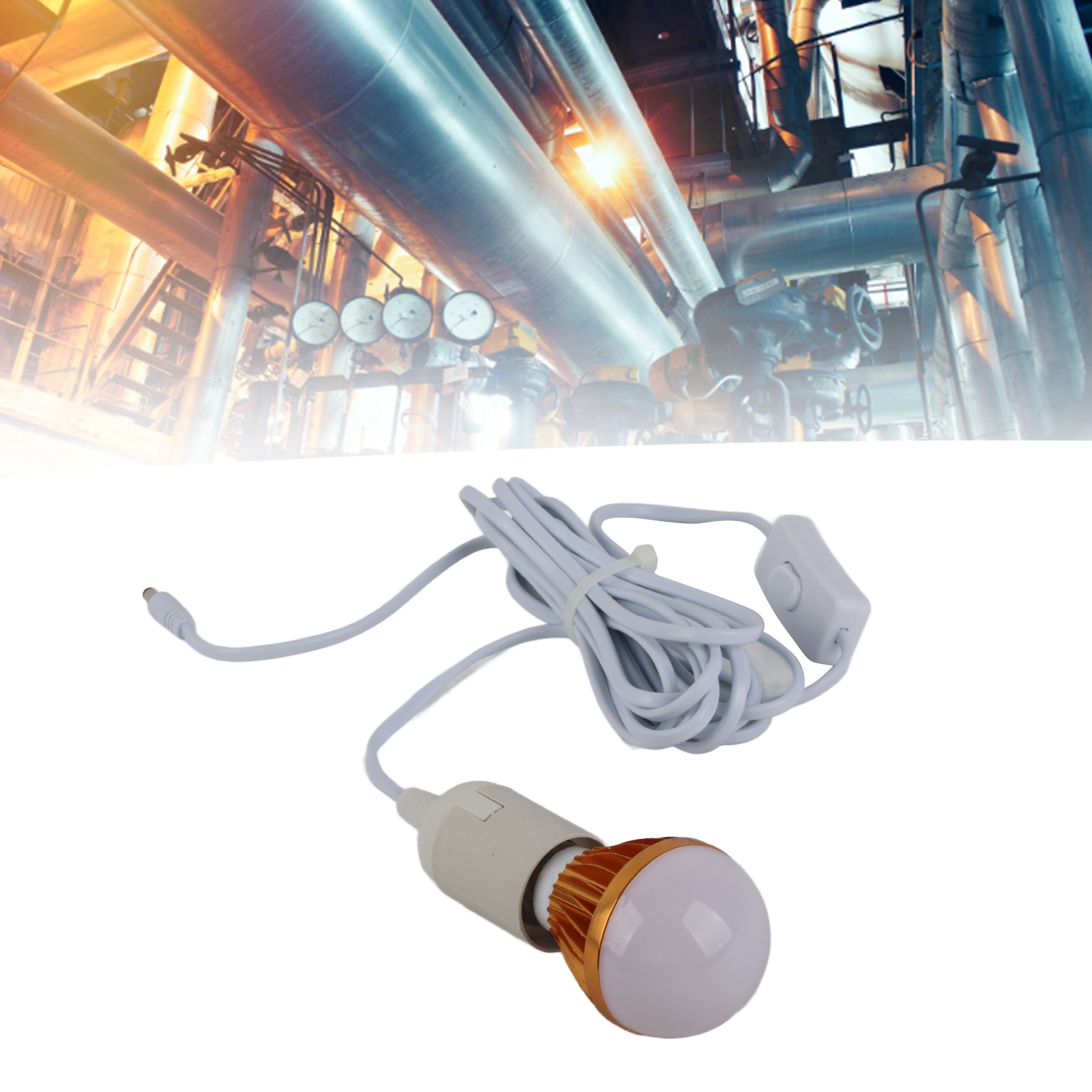E27-spiralbirne Mit 12v 5w-leuchtmittel Und 3 Meter Langem Gleichstromkabel, Kompatibel Mit Kleinen Solarladereglersystemen.