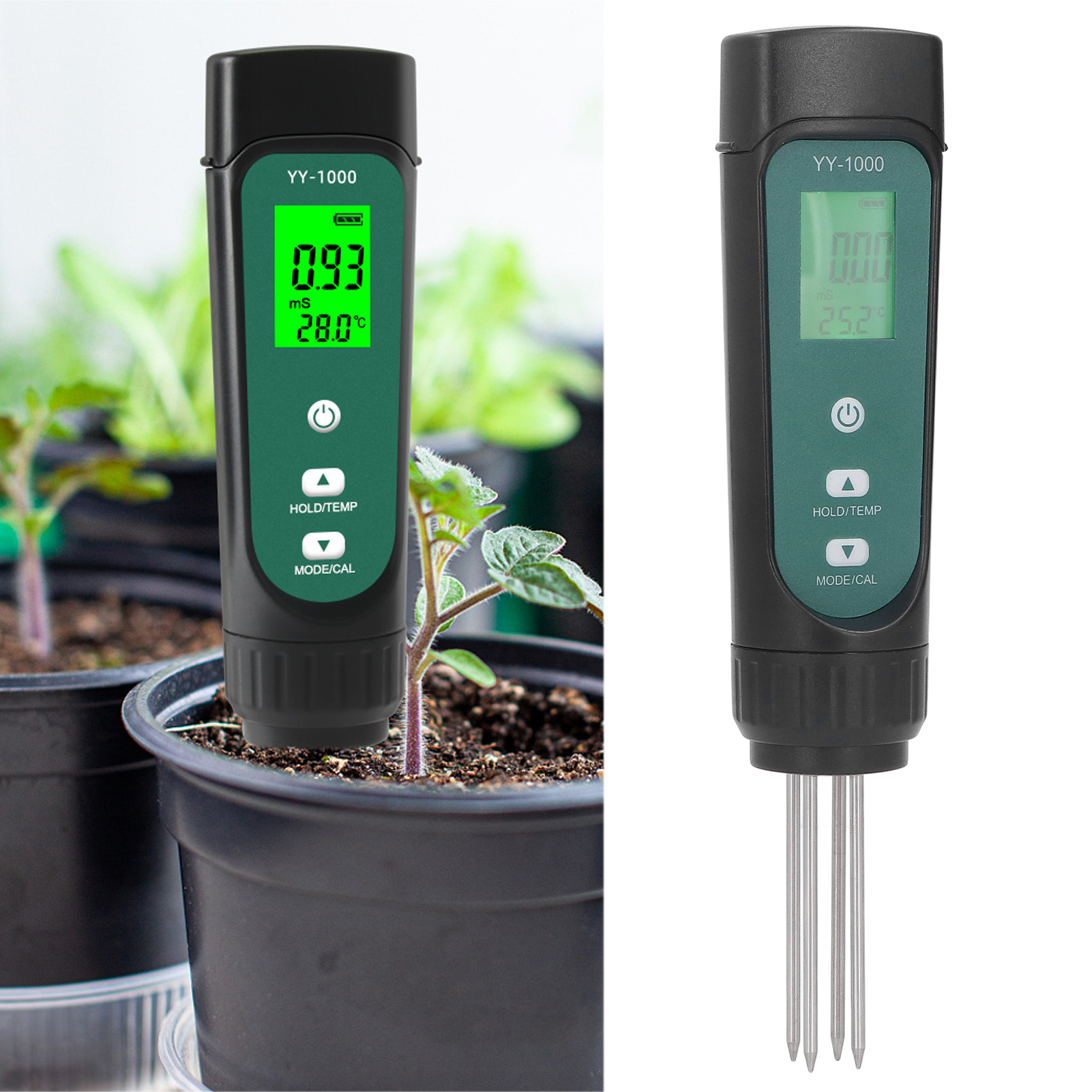 Tragbarer Bodentester Mit Hintergrundbeleuchtung, Leitfähigkeitsmesser, Led-digitalanzeige, 3-in-1-bodentester Für Den Hausgebrauch, Feuchtigkeits- Und Temperaturmesser Für Topfpflanzen
