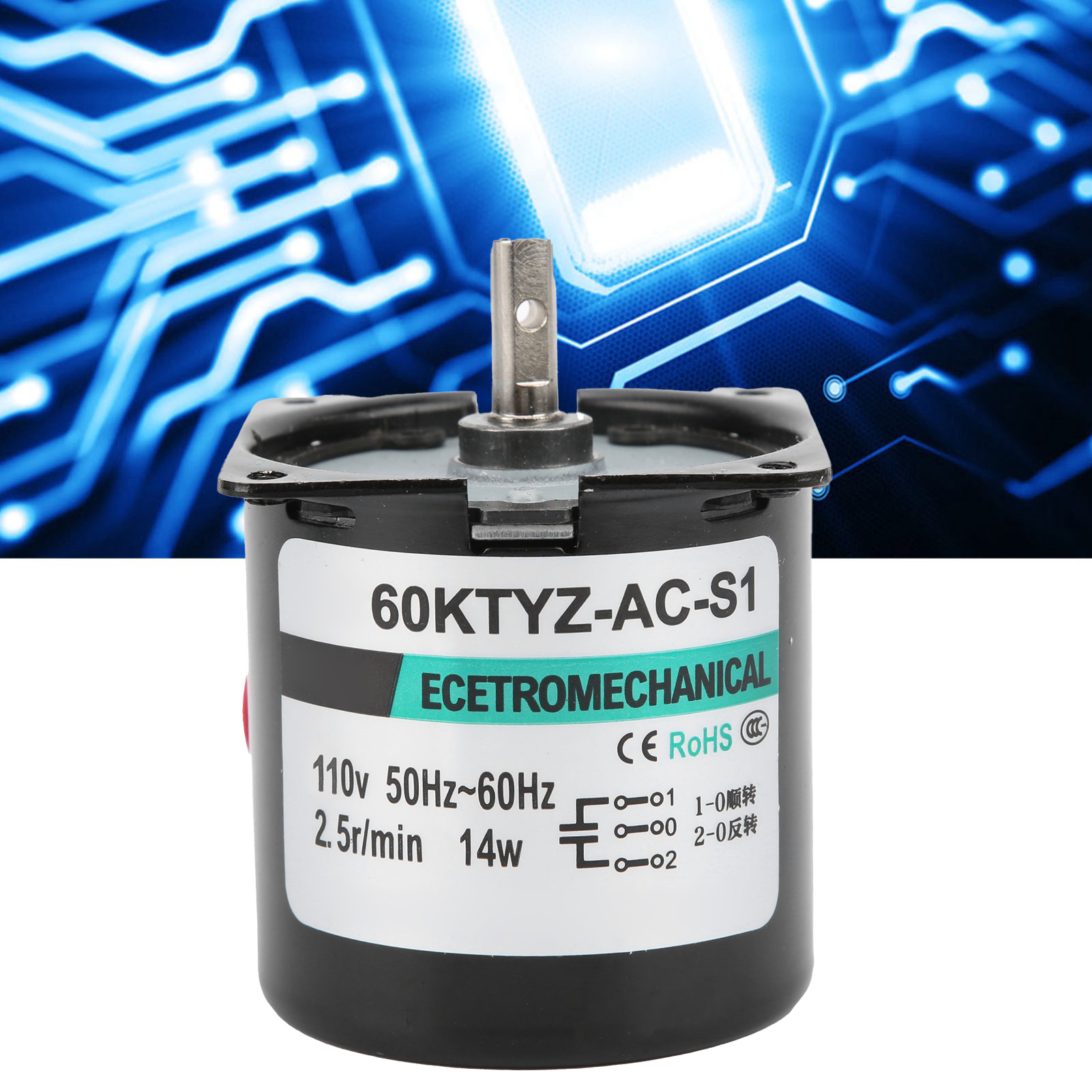 Xd60ktyz 14-w-wechselstrom-synchronmotor, Langsam Laufender Permanentmagnetmotor, Drehmomentstarker, Bidirektionaler Mikromotor Mit Niedriger Drehzahl, 2,5 U/min Mittelwelle, 110 V Wechselstrom