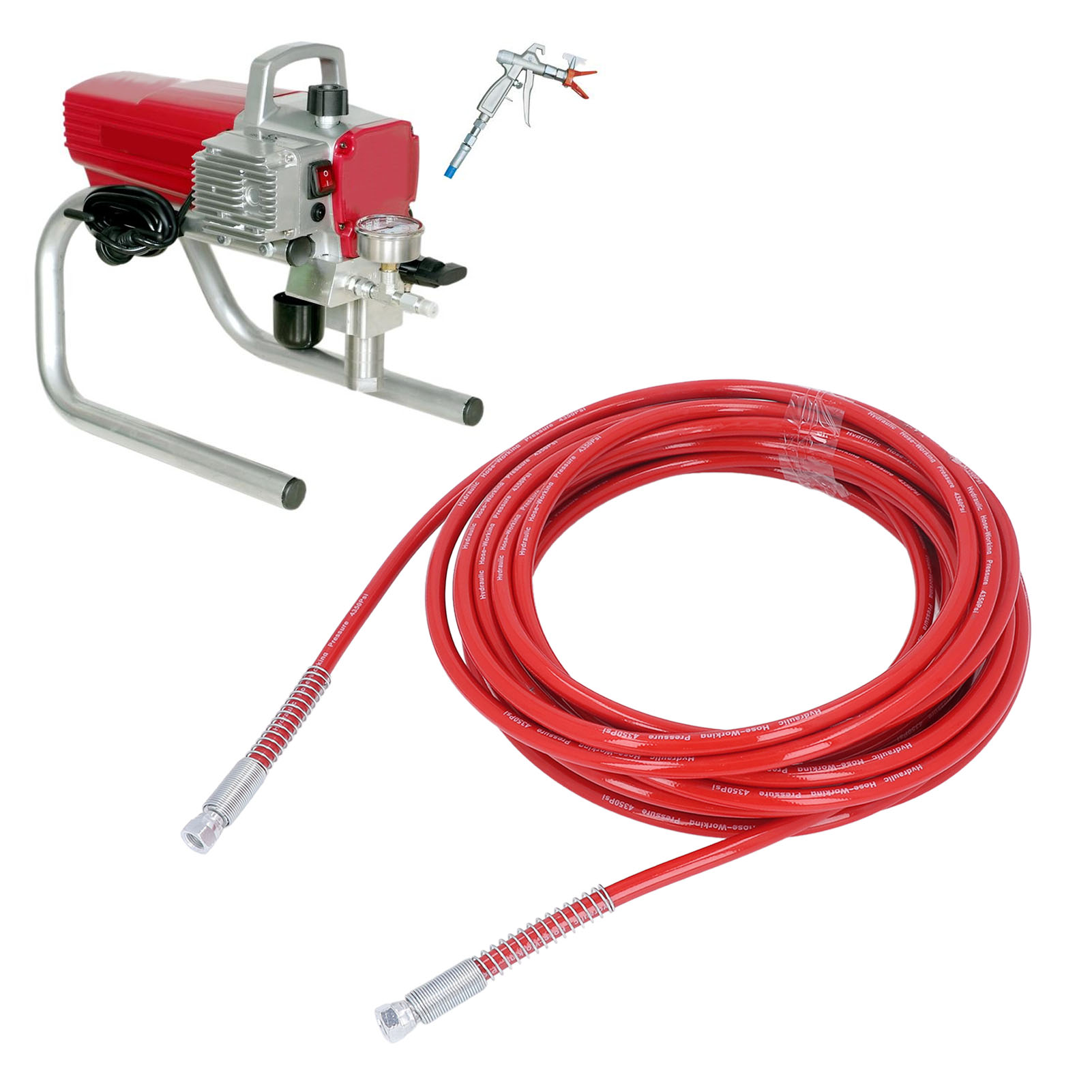 Zubehör Für Airless-spritzgeräte, Hochdruckschlauch, Farbe, Latexfarbe, Beschichtung, Dichtstoff-spritzschlauch, 15 Meter, 1/4-meter-anschluss, Rot.