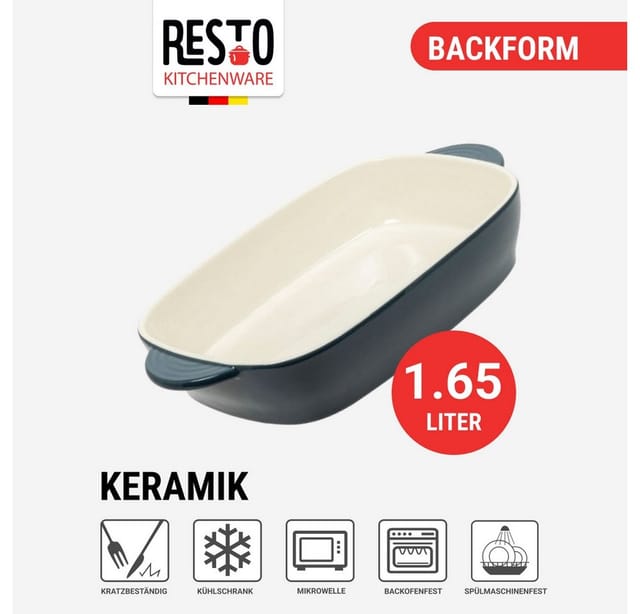 Rechteckige Backform (grau, 200x63x330 mm, Keramikform, spülmaschinenfest) - Resto