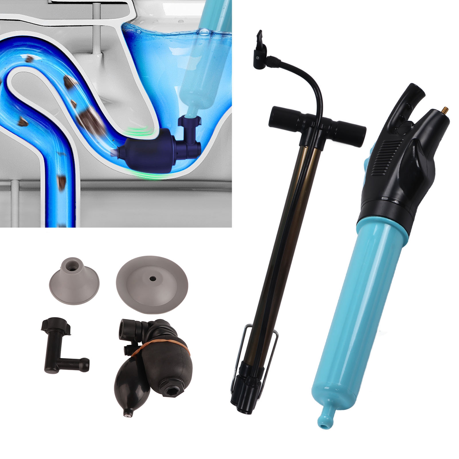 Wc-reiniger, Abflussreiniger, Bodenablaufreiniger, Pneumatischer Hochdruck-edelstahl-reiniger Für Die Küche.
