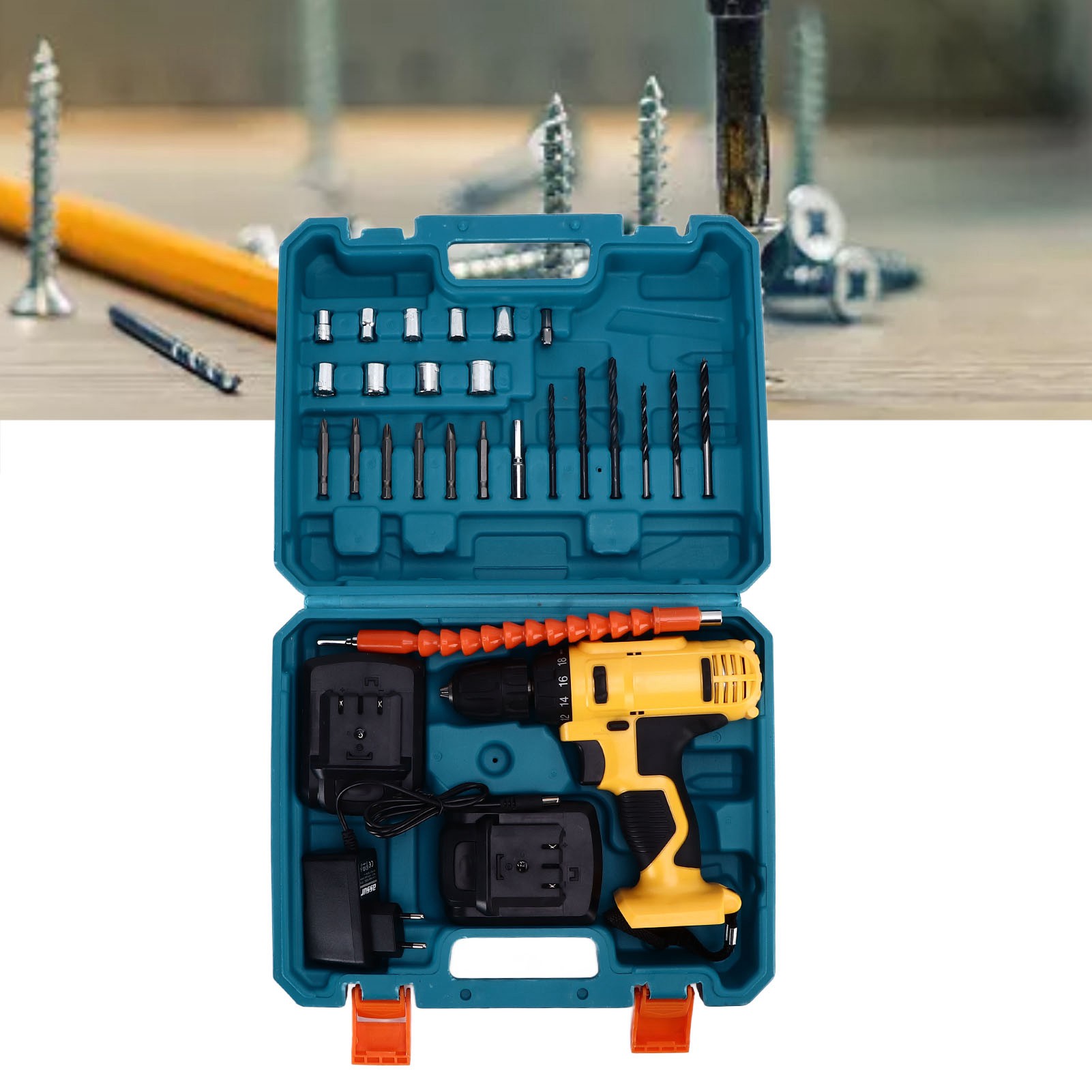 18v Lithium-ionen-akku-bohrschrauber-set, Elektroschrauber-set (europäischer Standard)